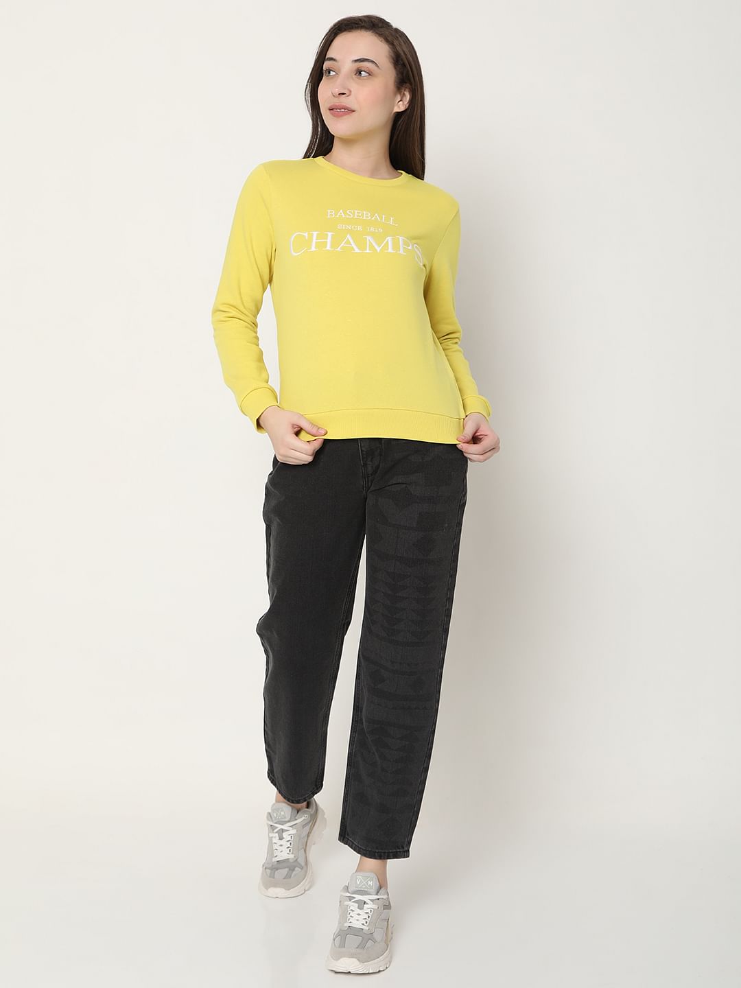 Yellow Typographic Print Sweatshirt
