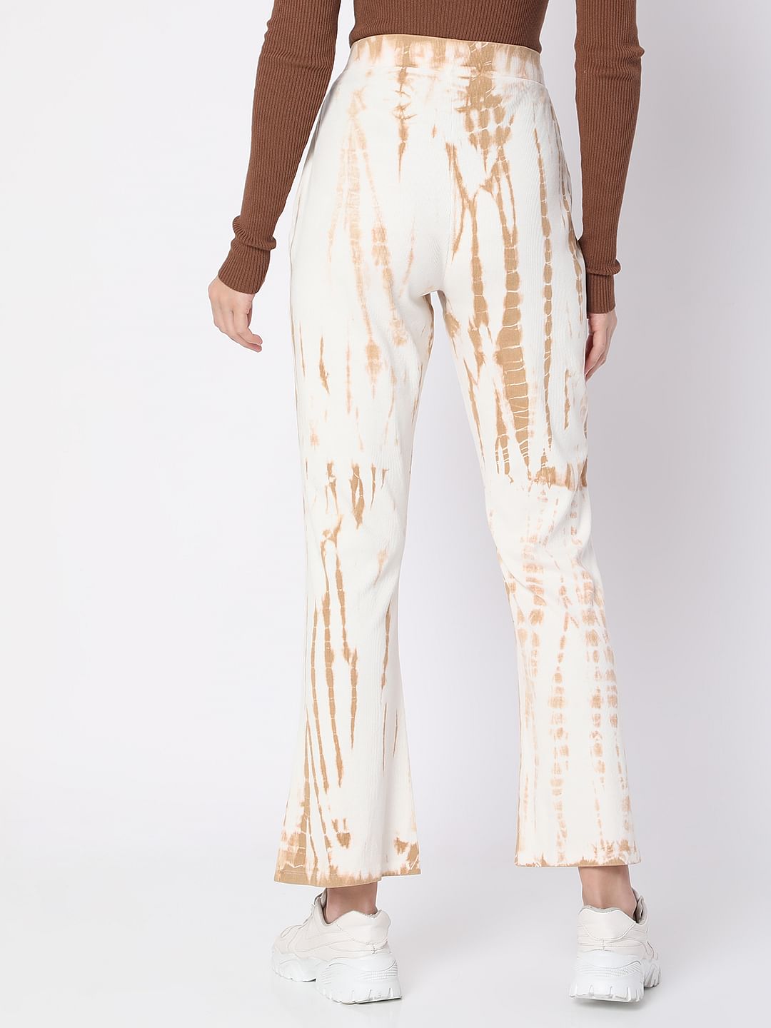 White High Rise Tie Dye Flared Pants