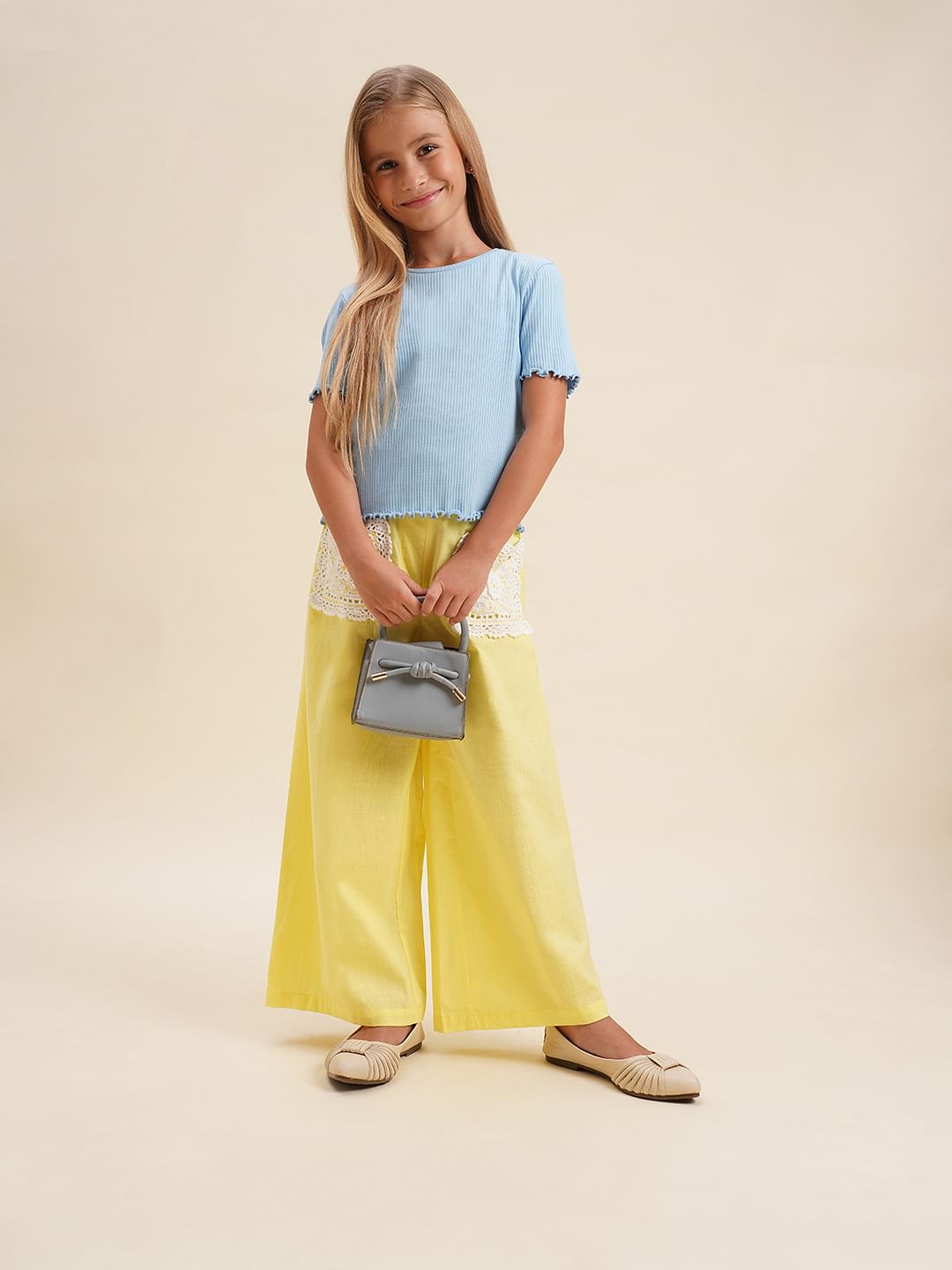 Girls Blue Cropped Organic Cotton Top