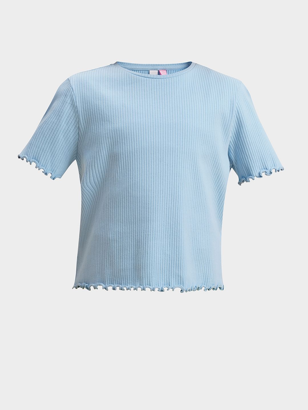 Girls Blue Cropped Organic Cotton Top