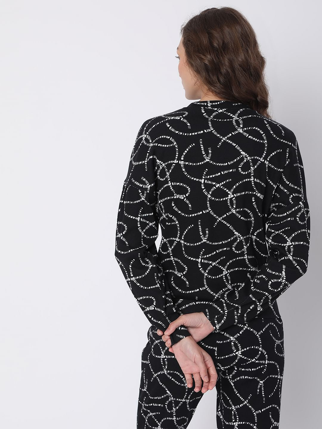 Black Printed Co-Ord Sweatshirt