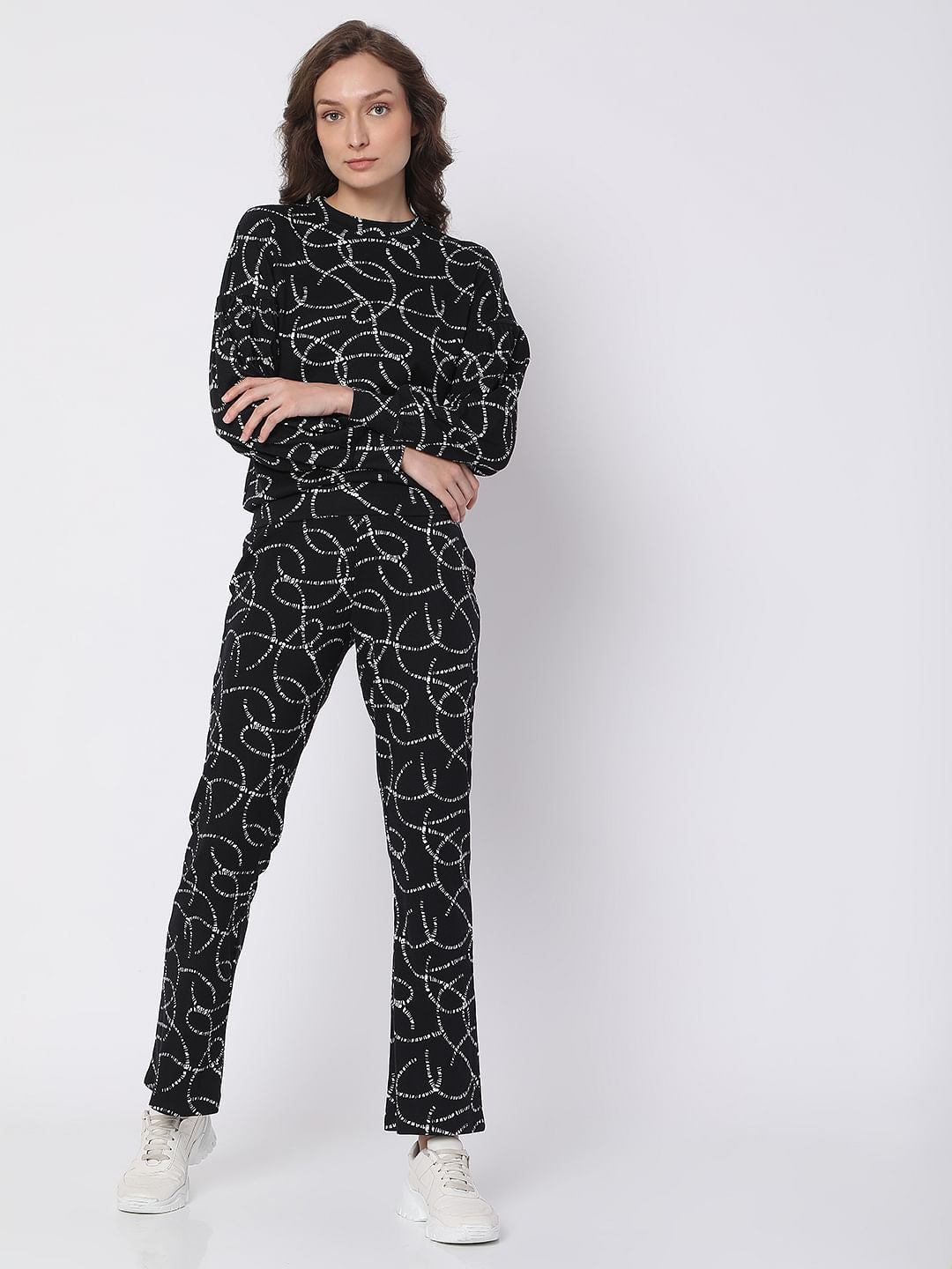 Black Printed Co-Ord Sweatshirt