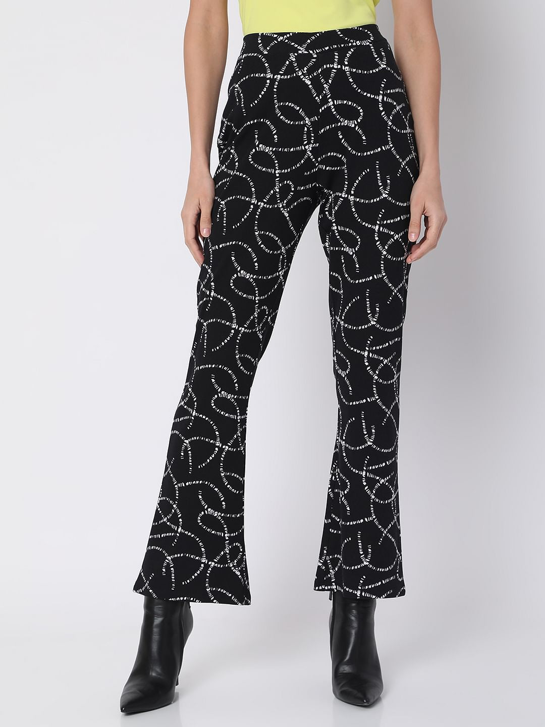 Black High Rise Printed Co-Ord Pants