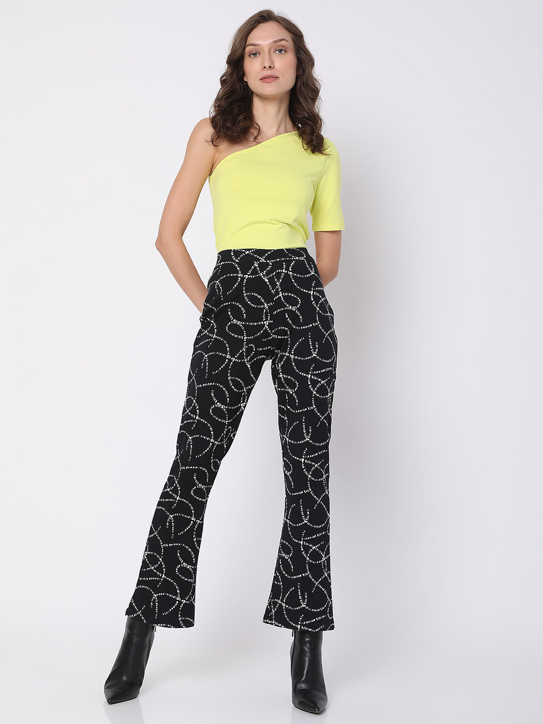 Black High Rise Printed Co-Ord Pants