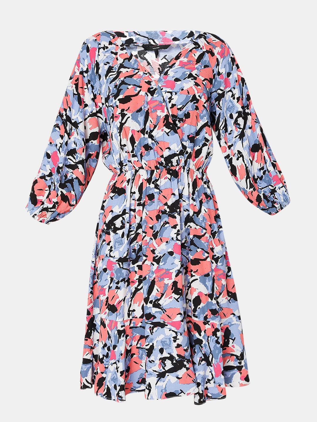 Multi-Colour Wrap Dress