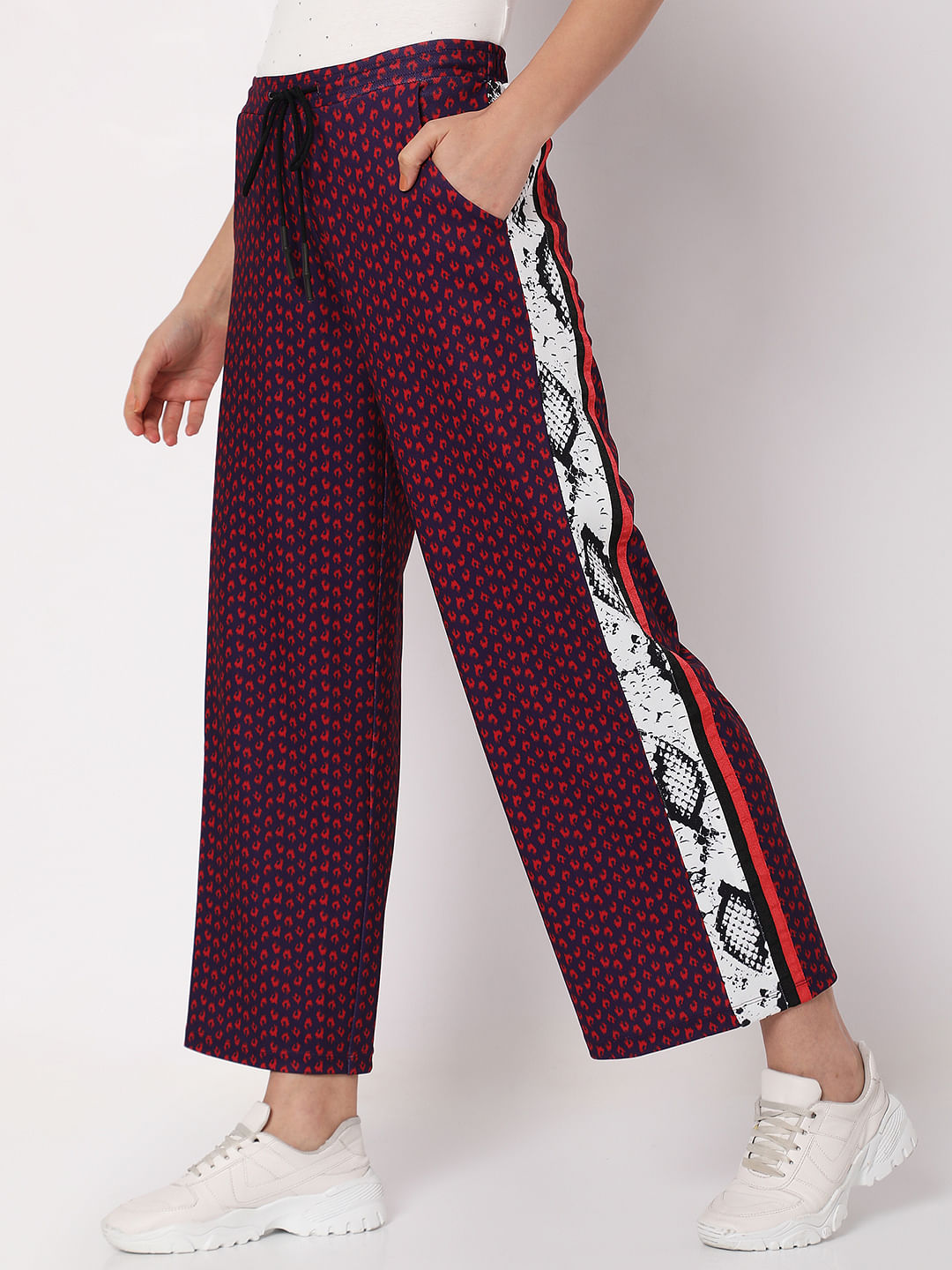 Purple Printed Wide Leg Co-Ord Set Sweatpants