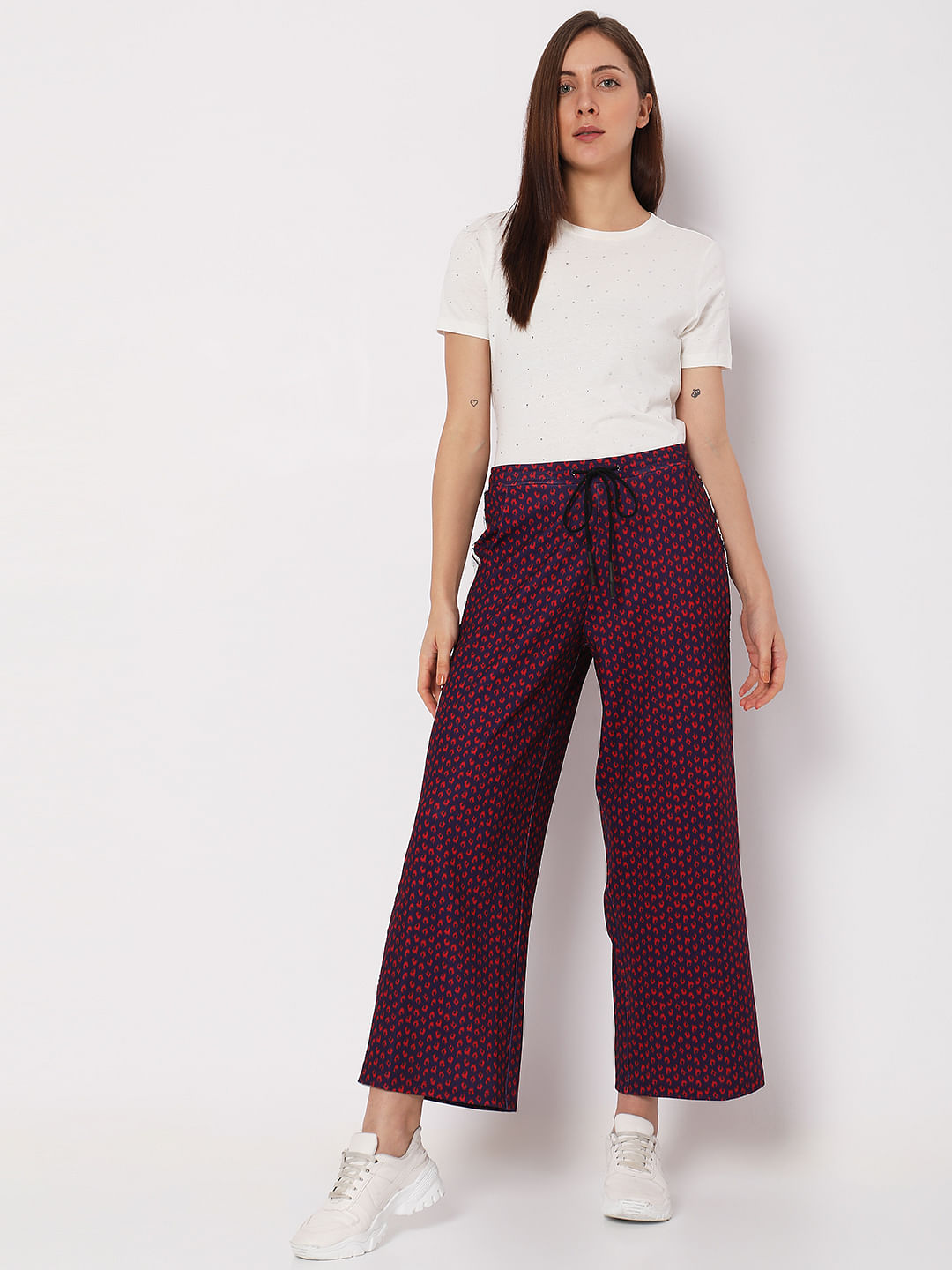 Purple Printed Wide Leg Co-Ord Set Sweatpants