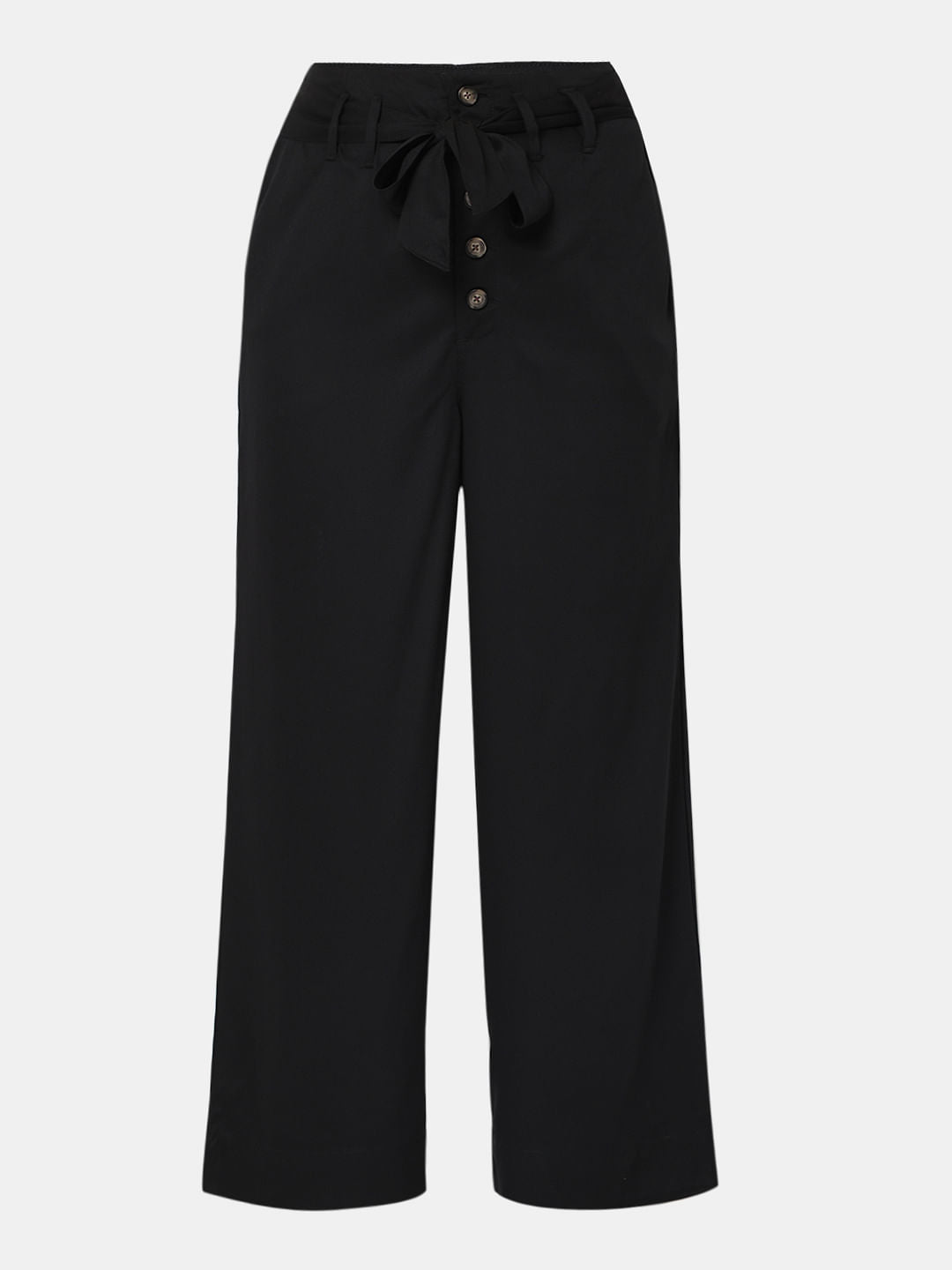 Black High Rise Wide Leg Pants