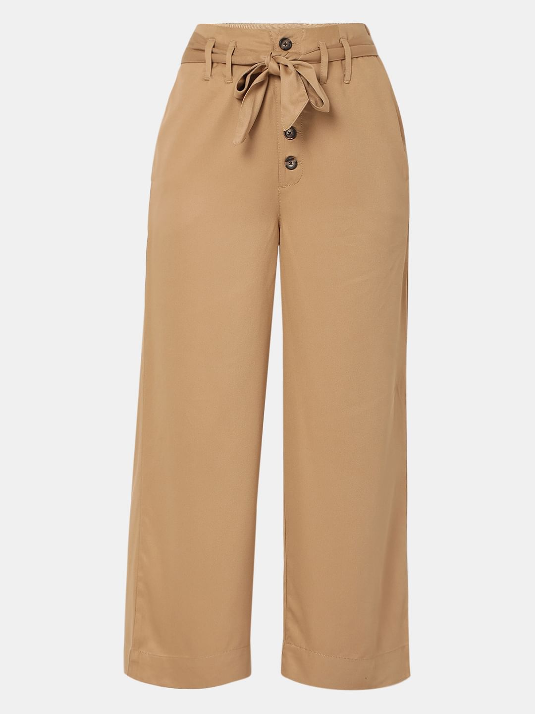 Brown High Rise Wide Leg Pants