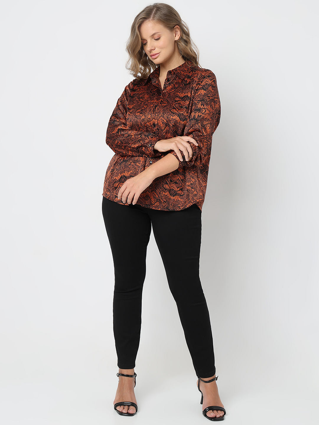 Curve Brown Animal Print Shirt