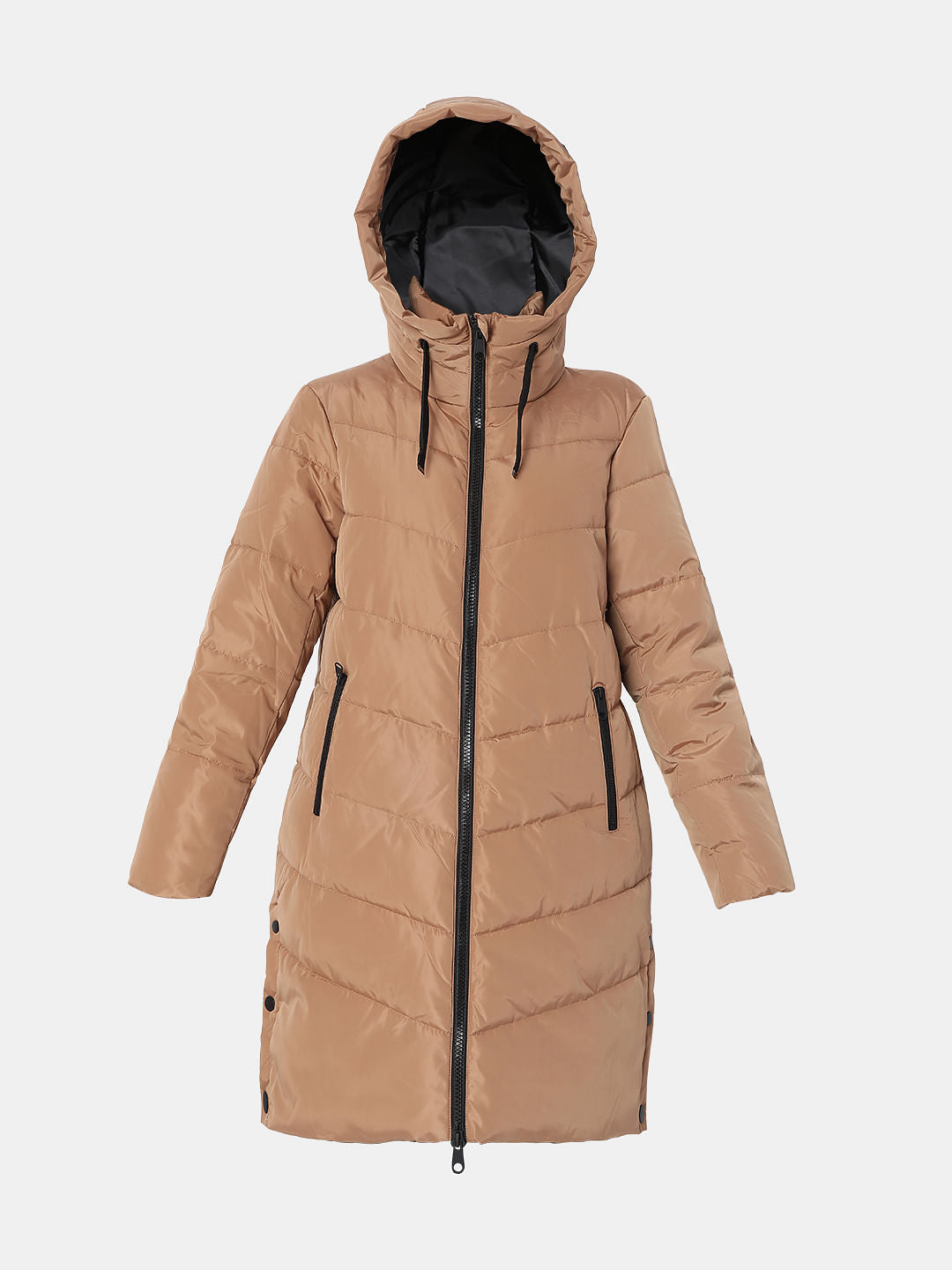 Light Brown Hooded Puffer Coat