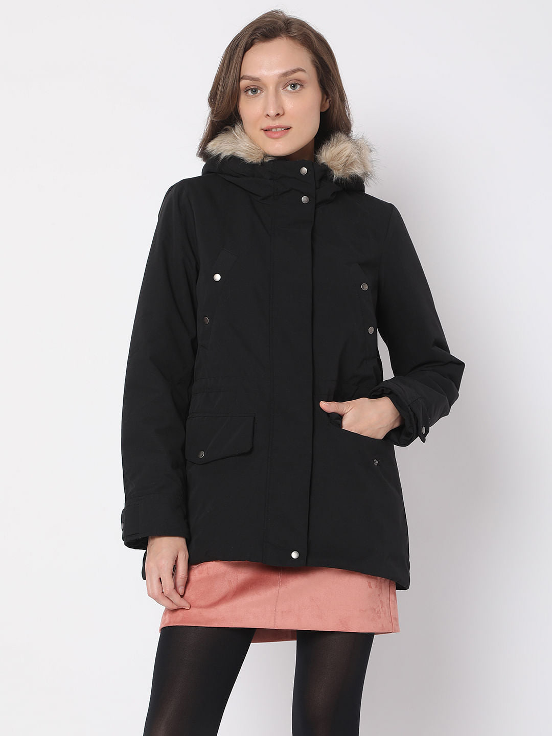 Black Hooded Parka Jacket