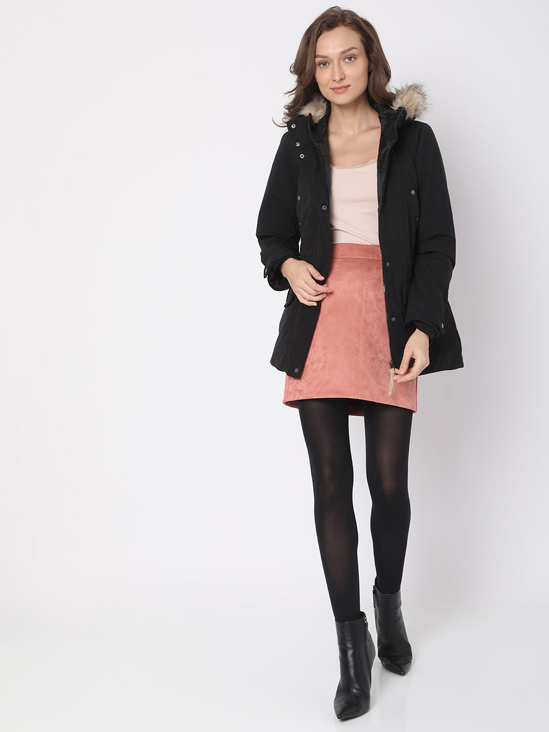 Black Hooded Parka Jacket