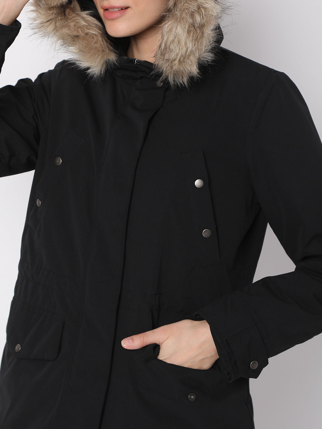 Black Hooded Parka Jacket