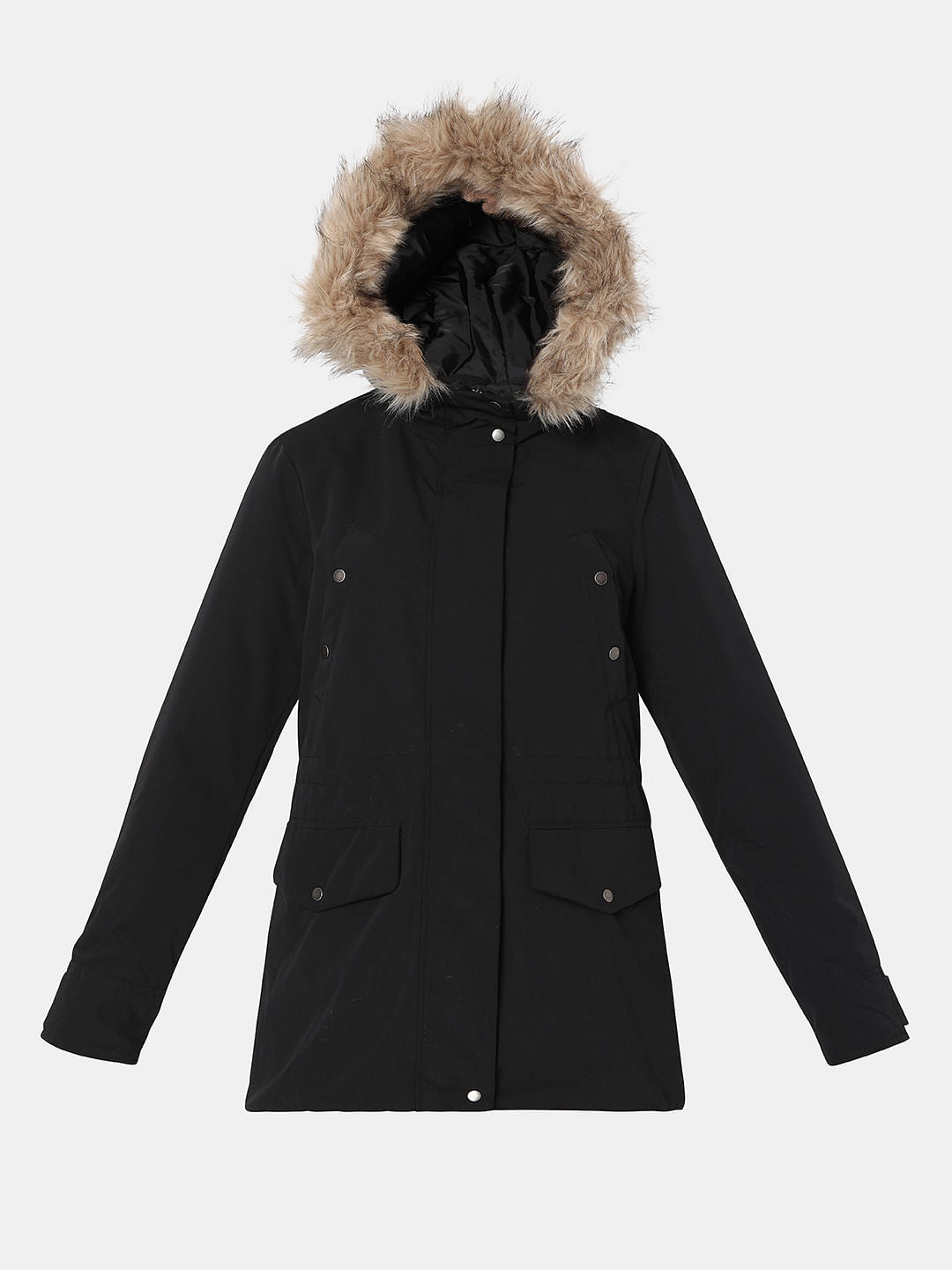 Black Hooded Parka Jacket