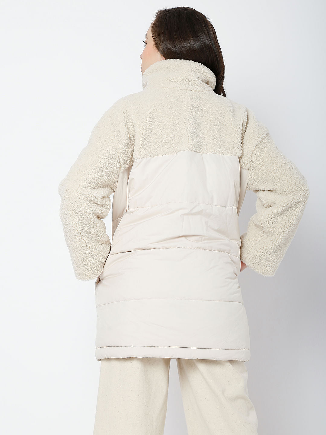 White High Neck Long Jacket