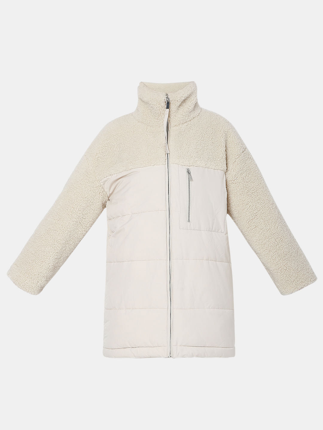 White High Neck Long Jacket