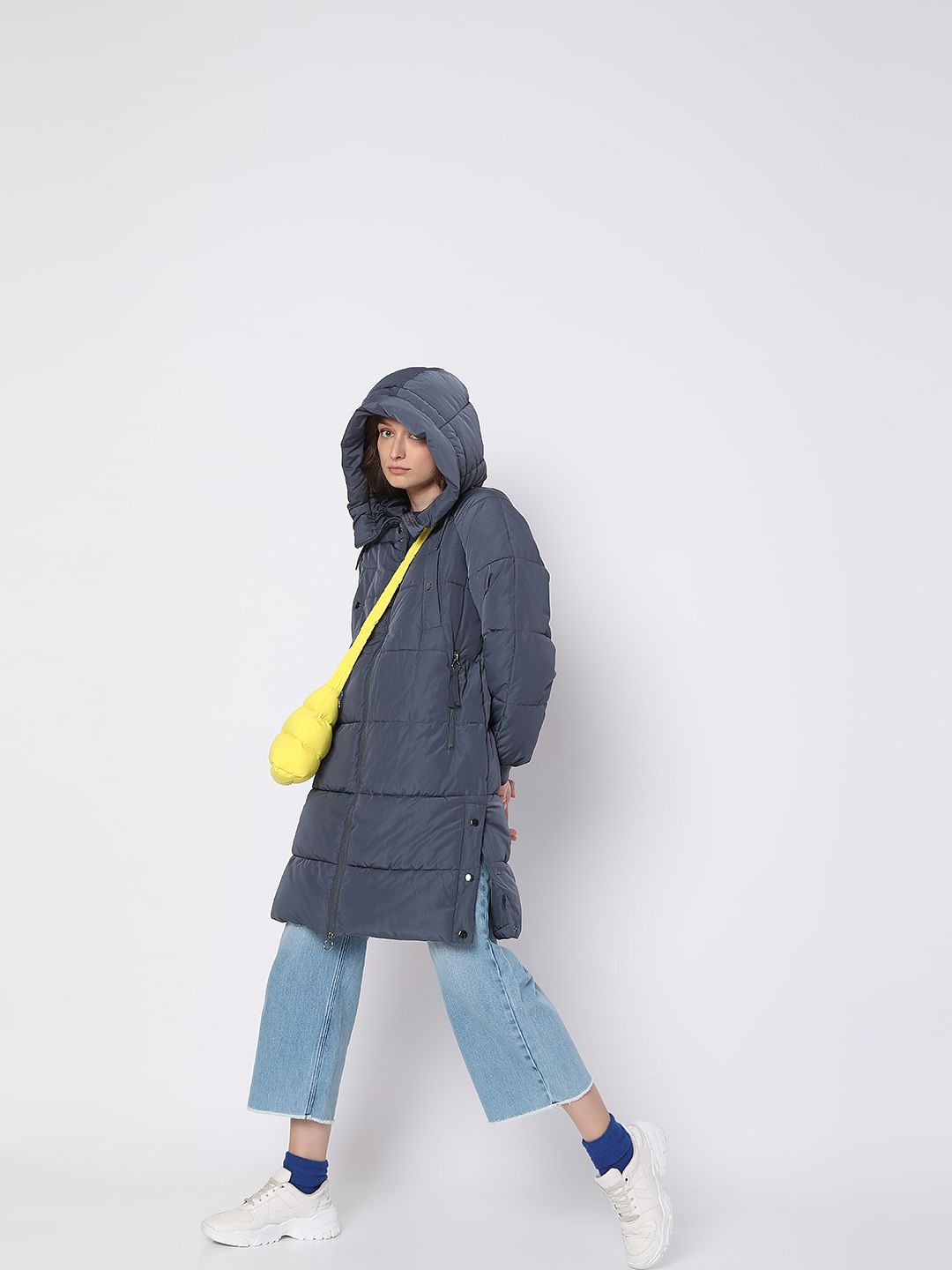 Navy Blue Hooded Puffer Jacket