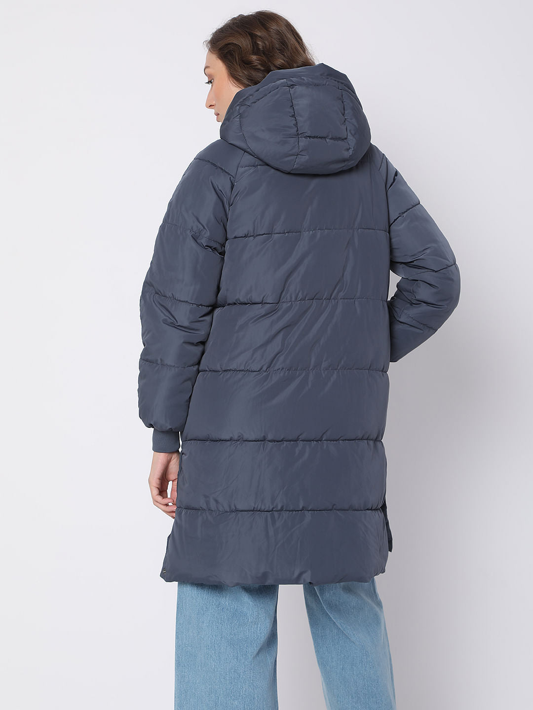 Navy Blue Hooded Puffer Jacket