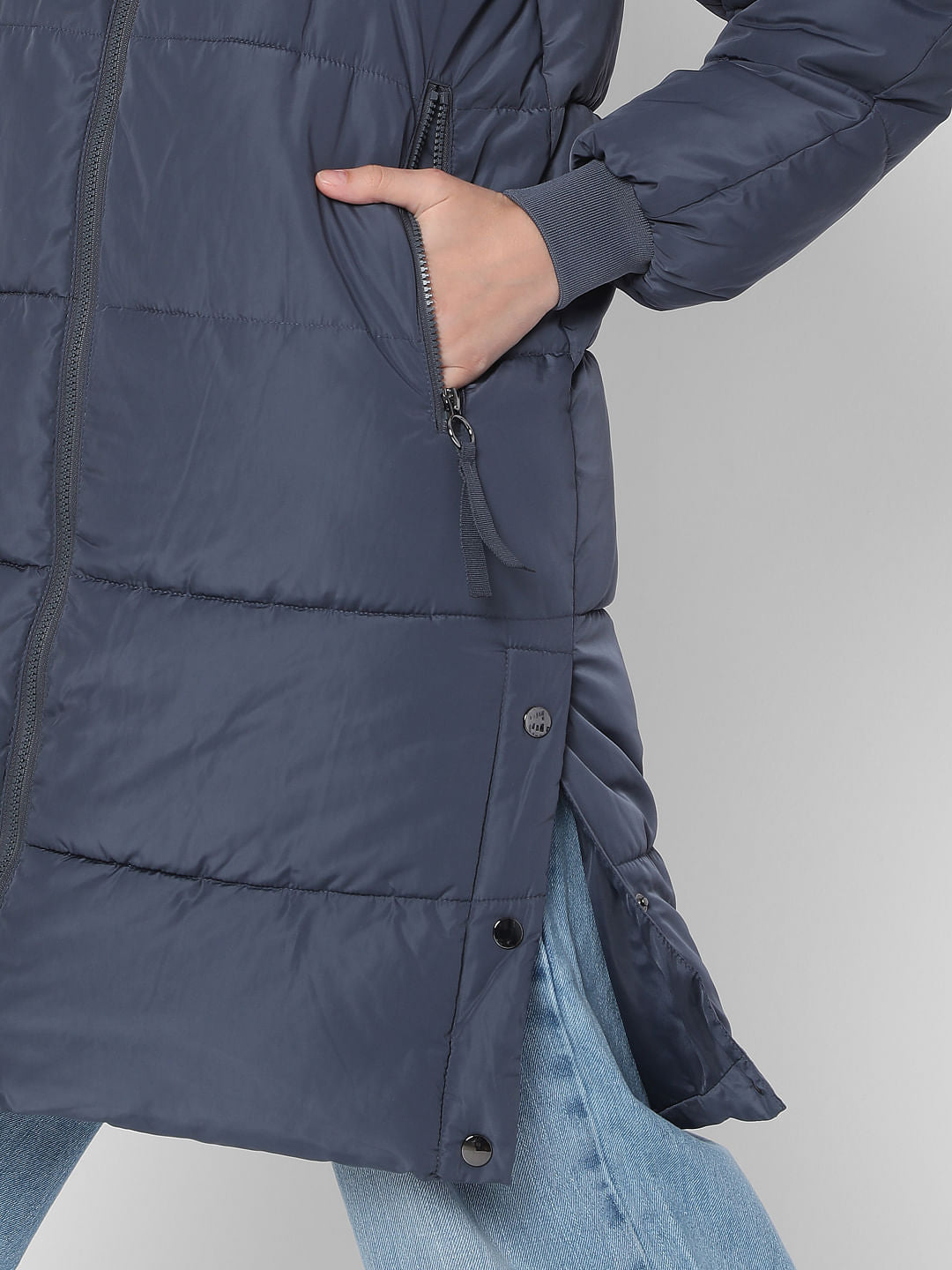 Navy Blue Hooded Puffer Jacket