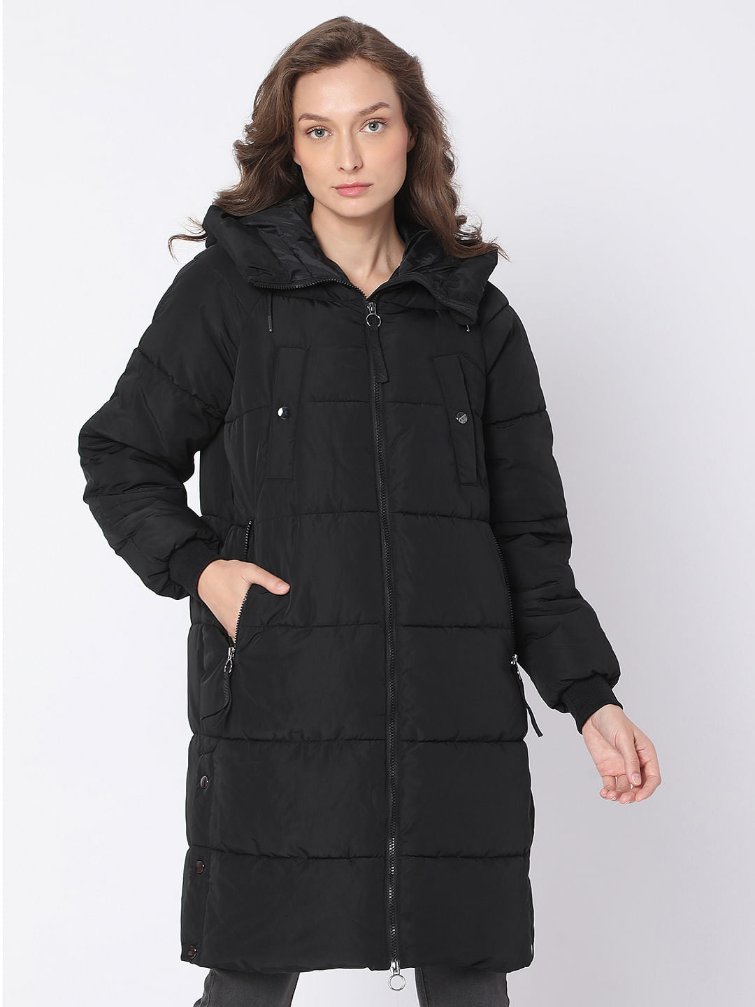 Black Hooded Puffer Jacket