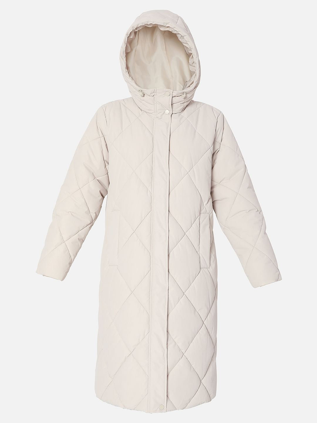 Beige Long Hooded Coat