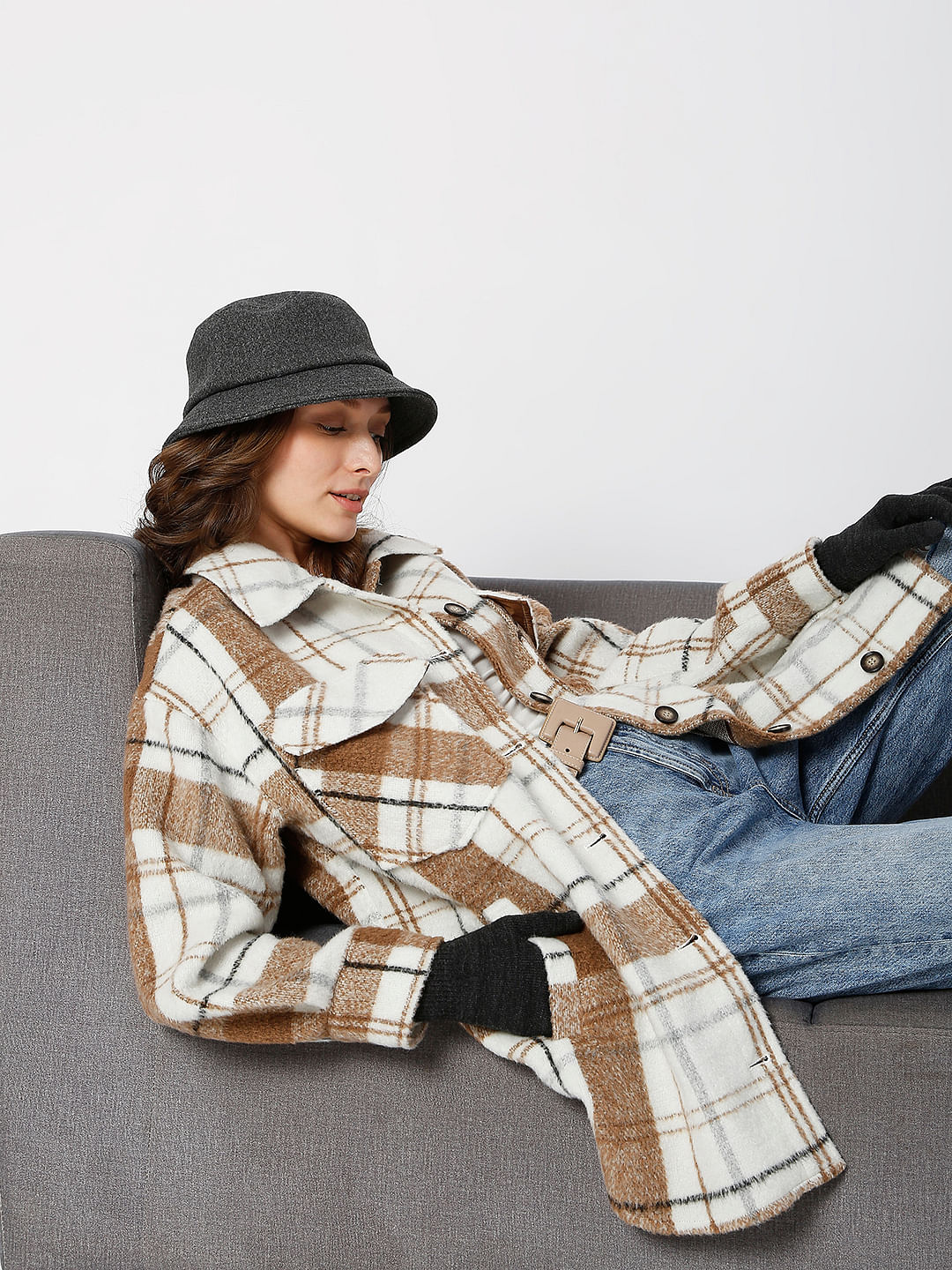 Brown Check Flannel Jacket