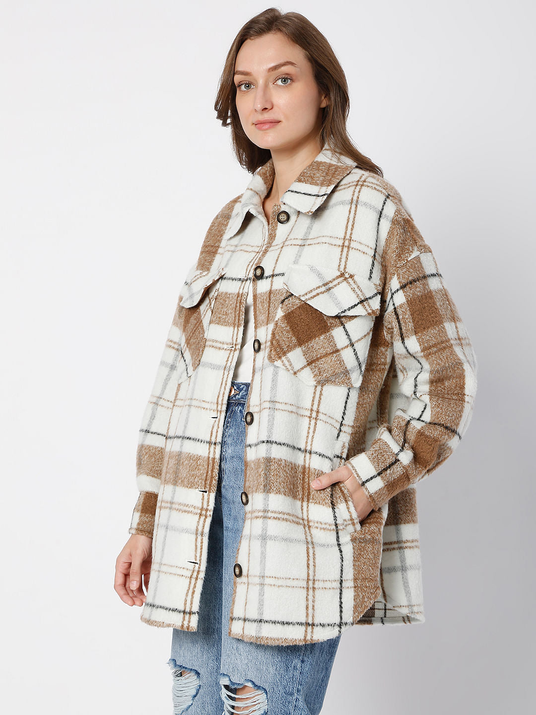 Brown Check Flannel Jacket
