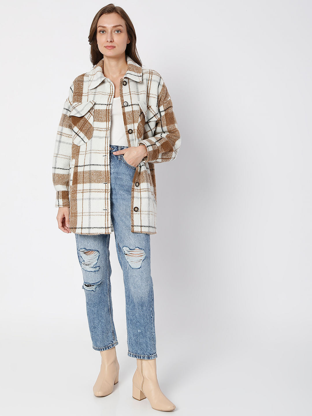 Brown Check Flannel Jacket