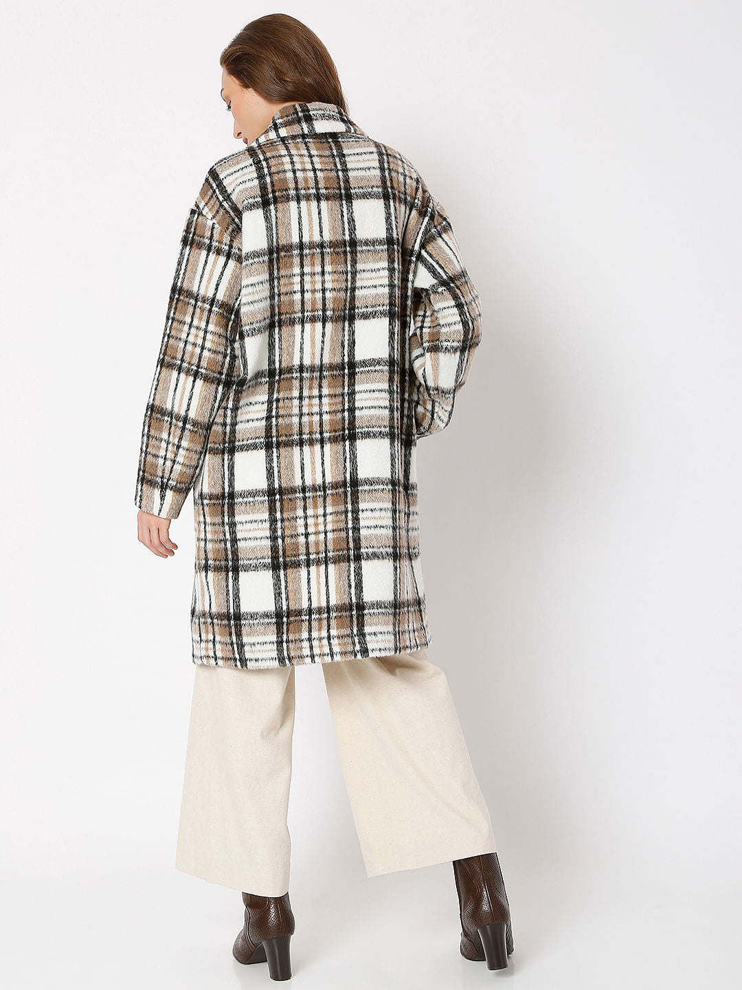White Check Long Coat