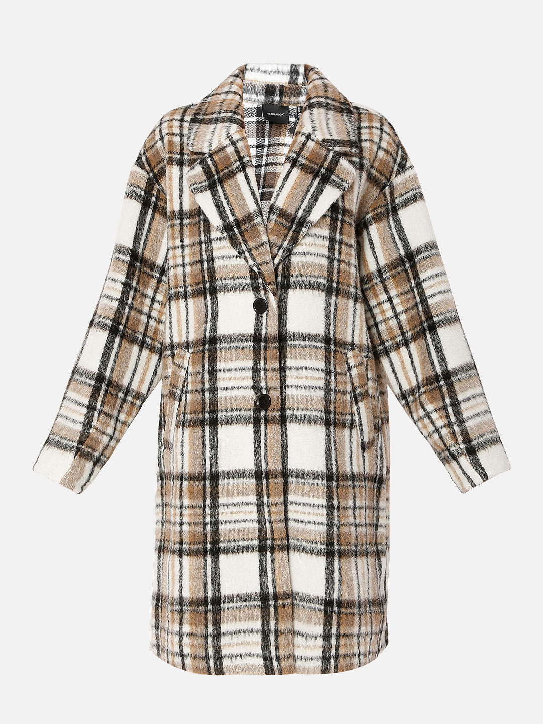 White Check Long Coat