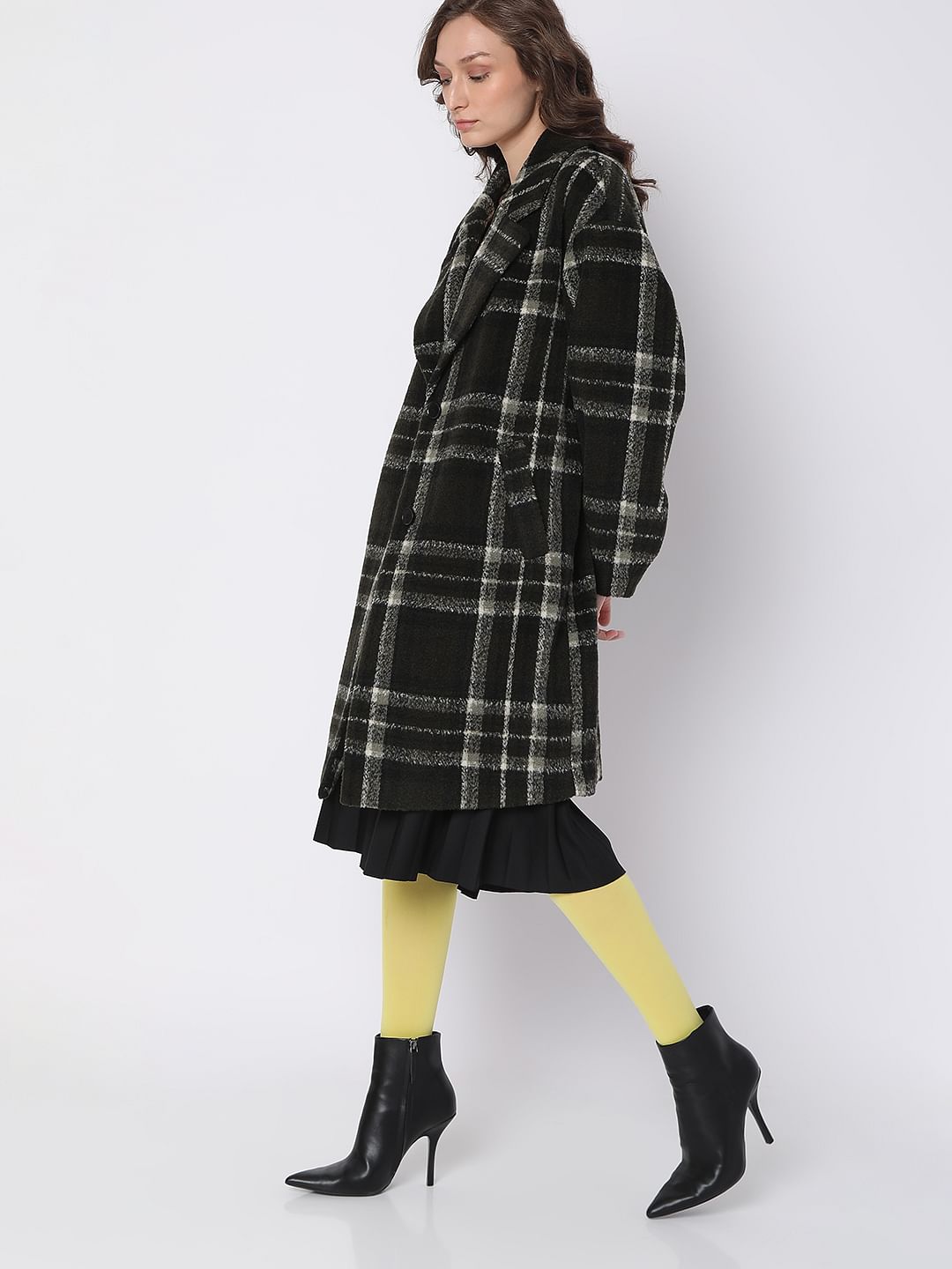 Black Check Long Coat