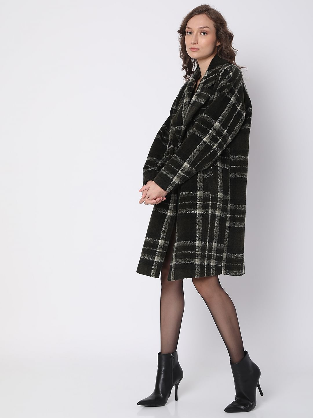 Black Check Long Coat
