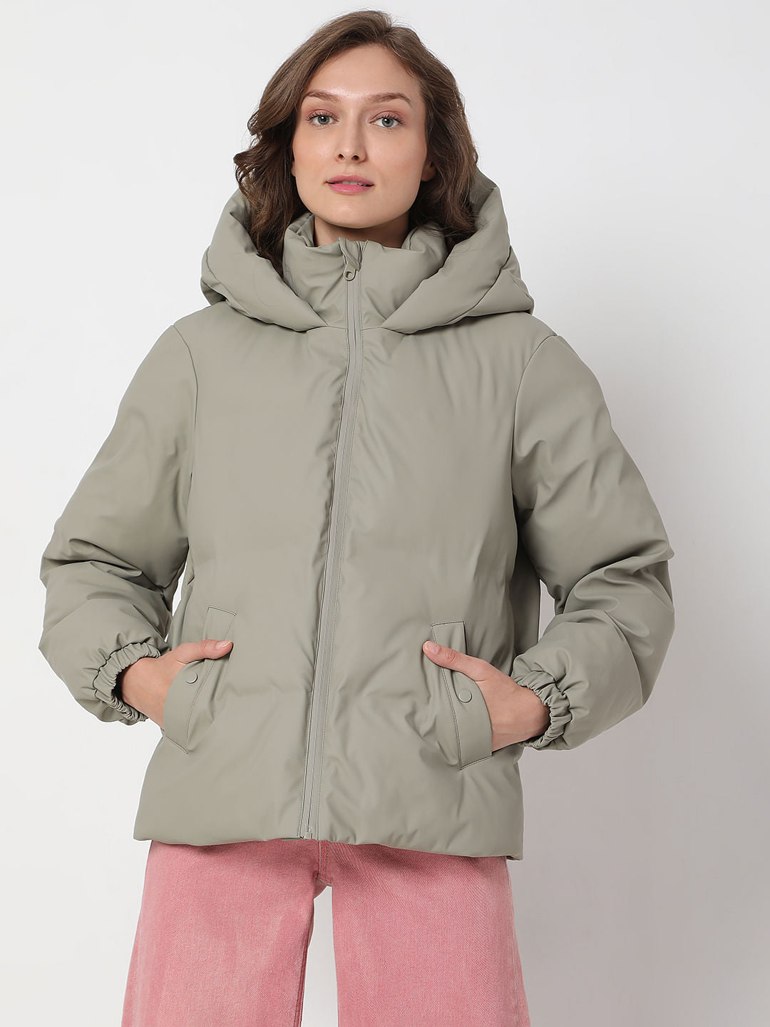 Green Hooded Puffer Jacket