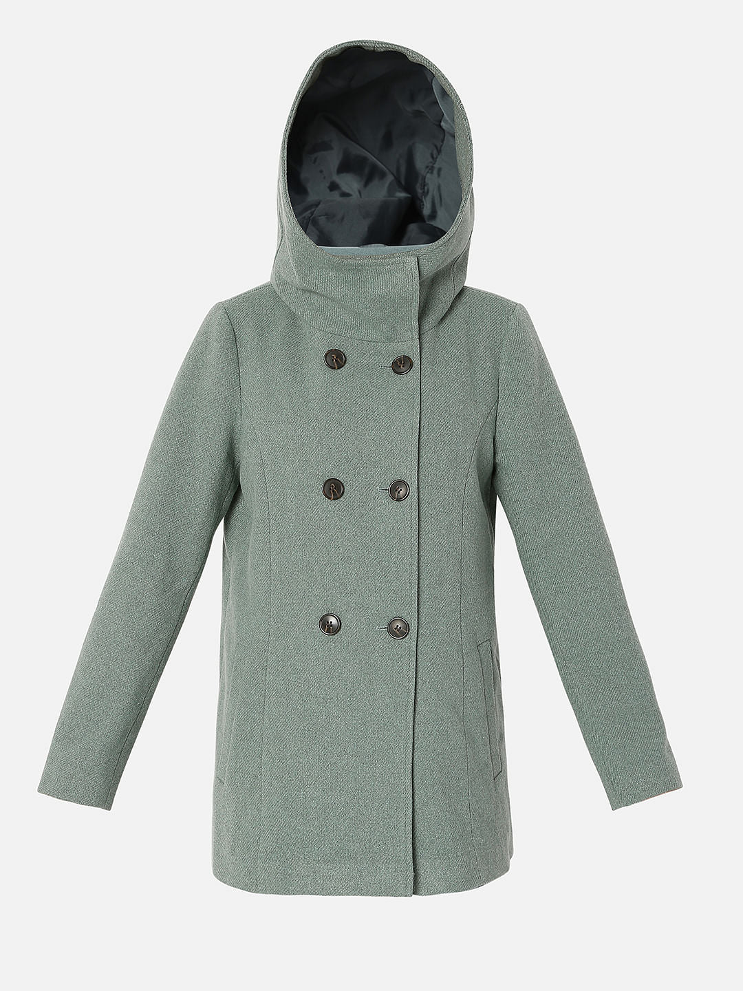 Green Buttoned Hood Jacket