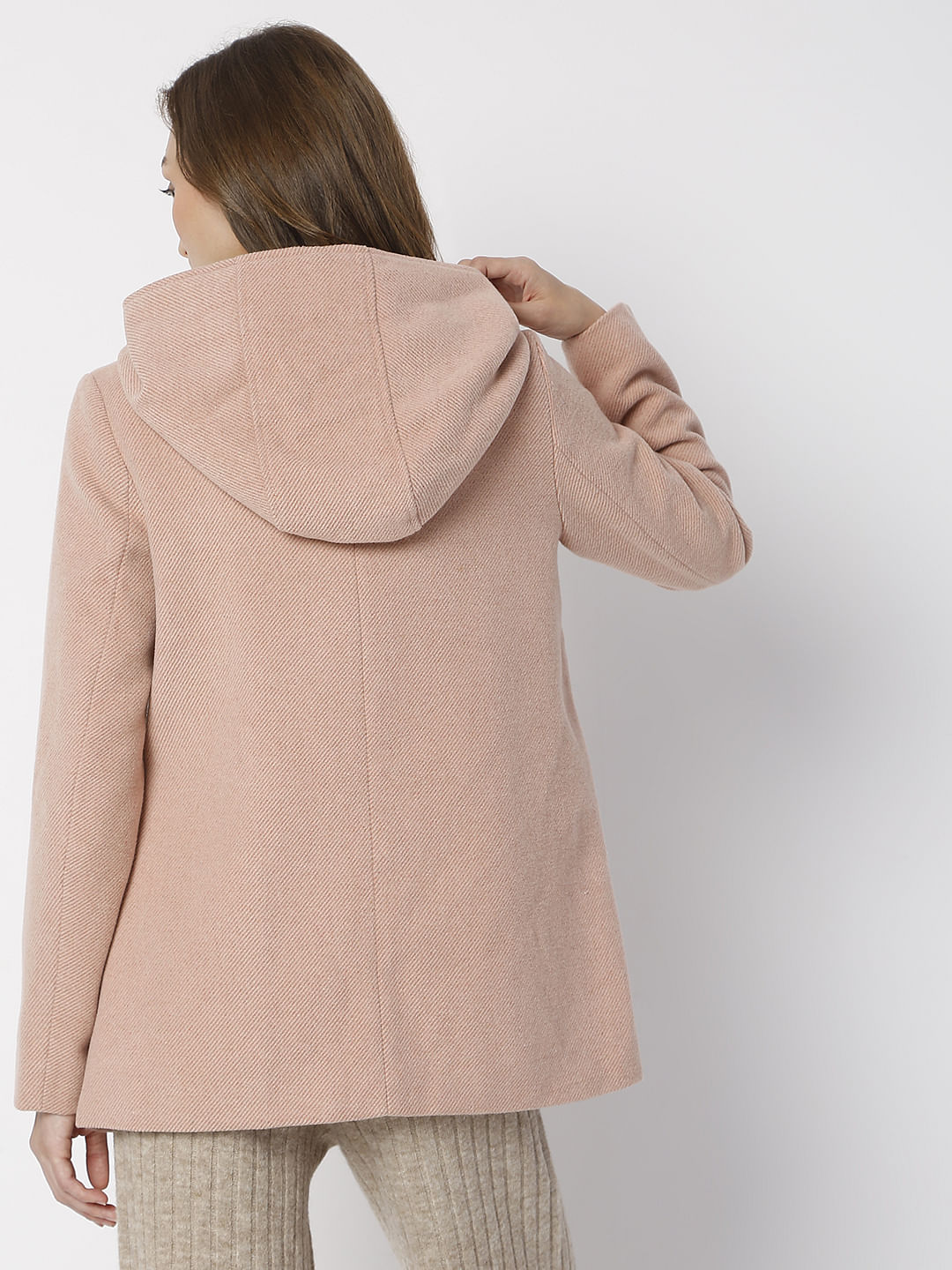 Pink High Neck Hooded Jacket