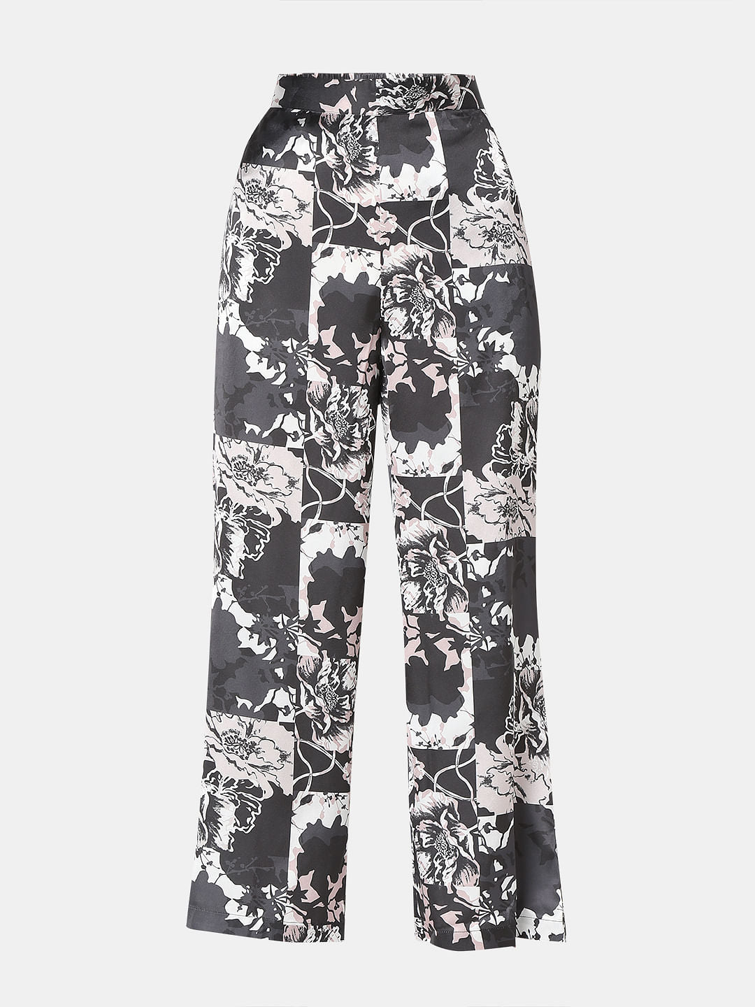 Black Floral Wide Leg Pants