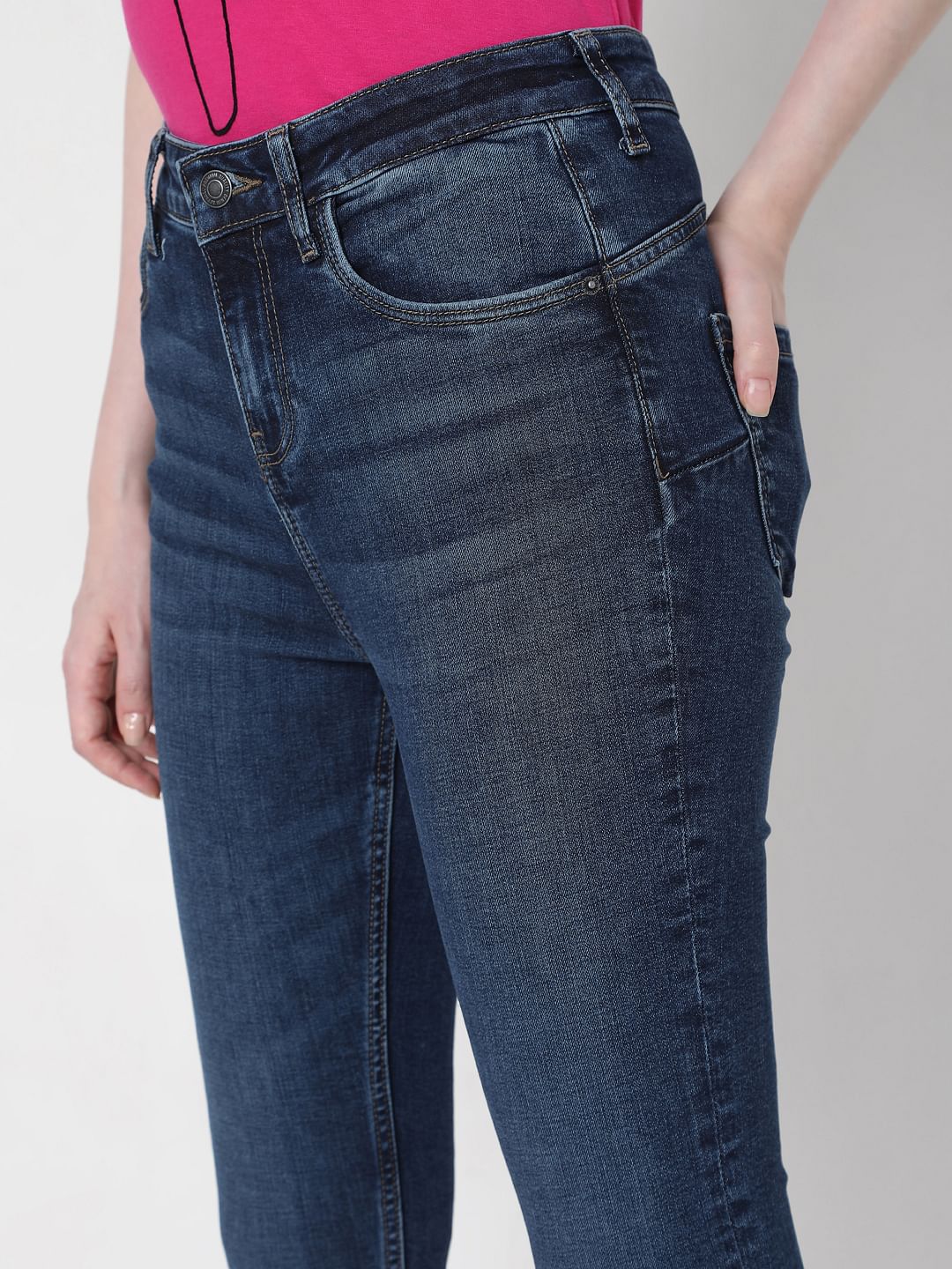 Dark Blue High Rise Skinny Jeans