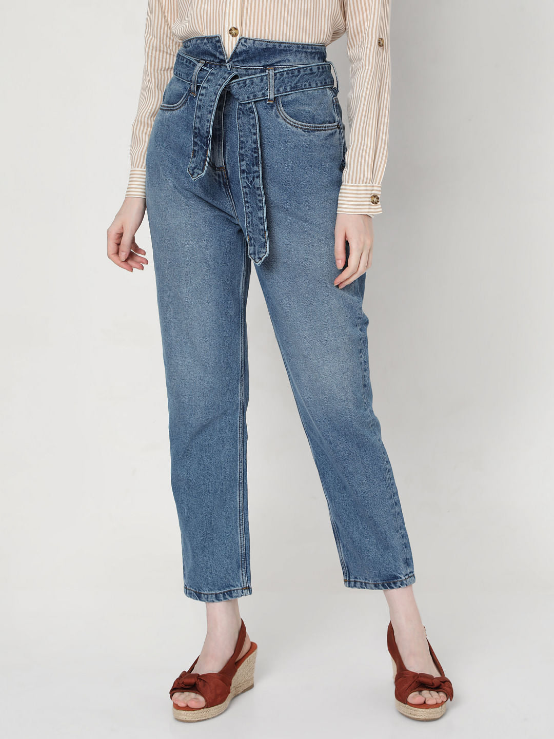 Blue High Rise Mom Jeans