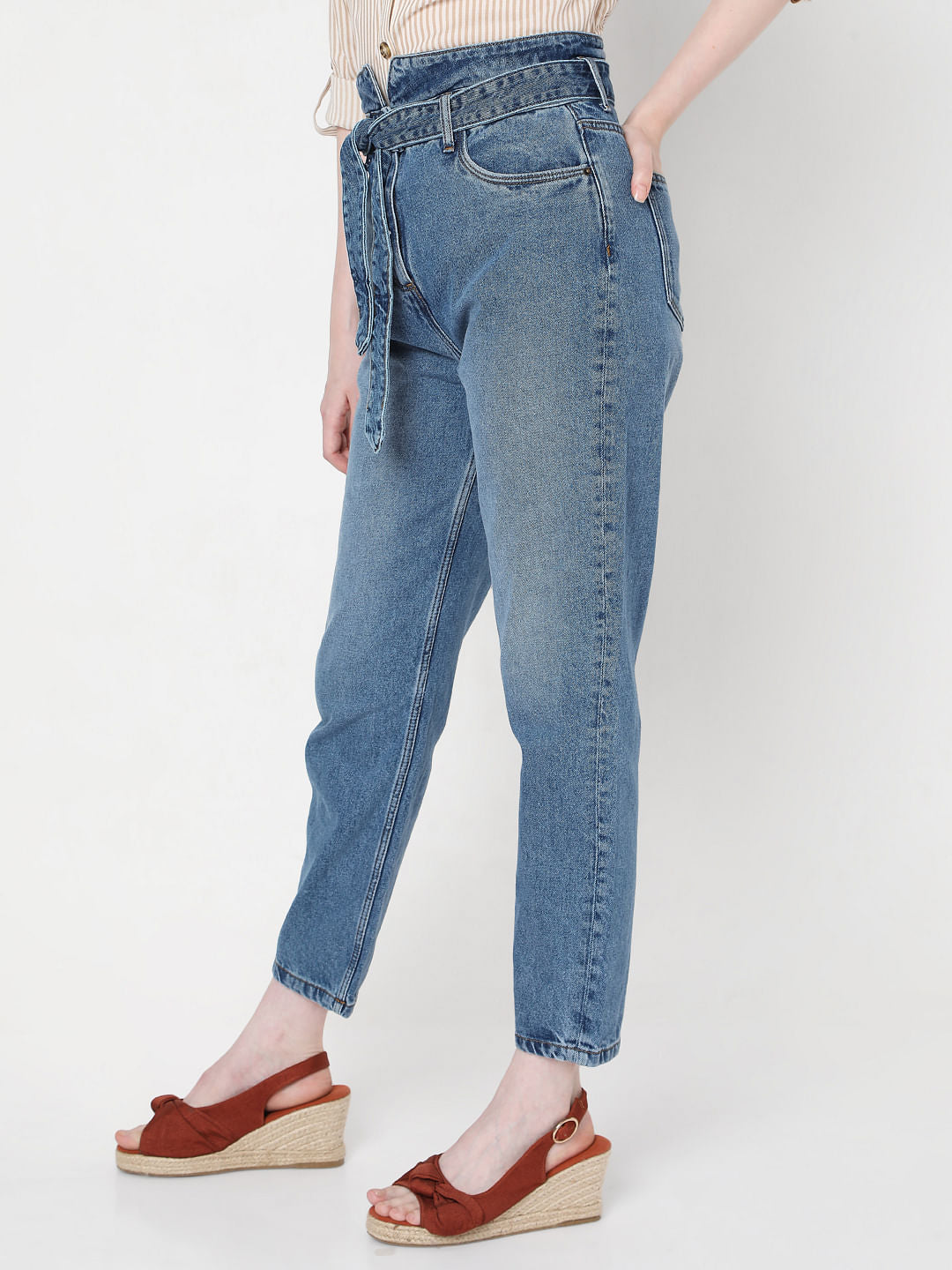 Blue High Rise Mom Jeans