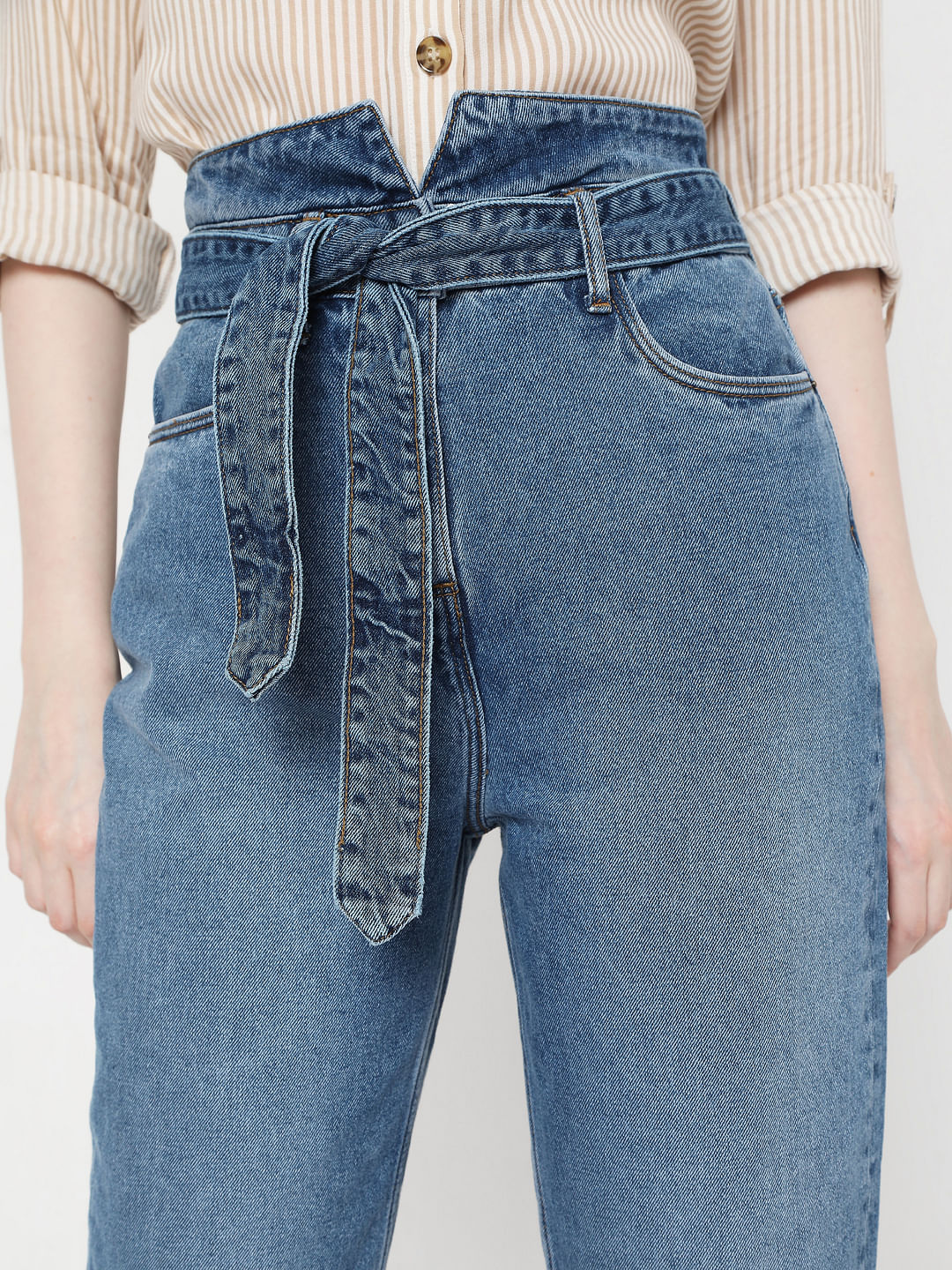 Blue High Rise Mom Jeans