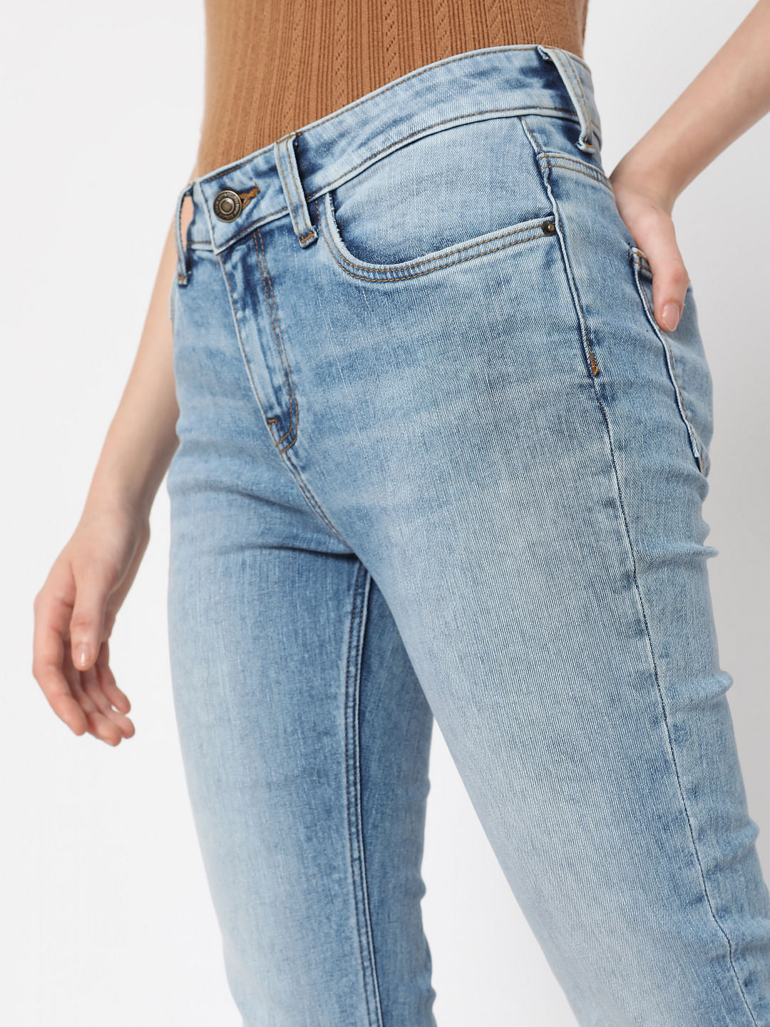 Blue Mid Rise Bootcut Jeans