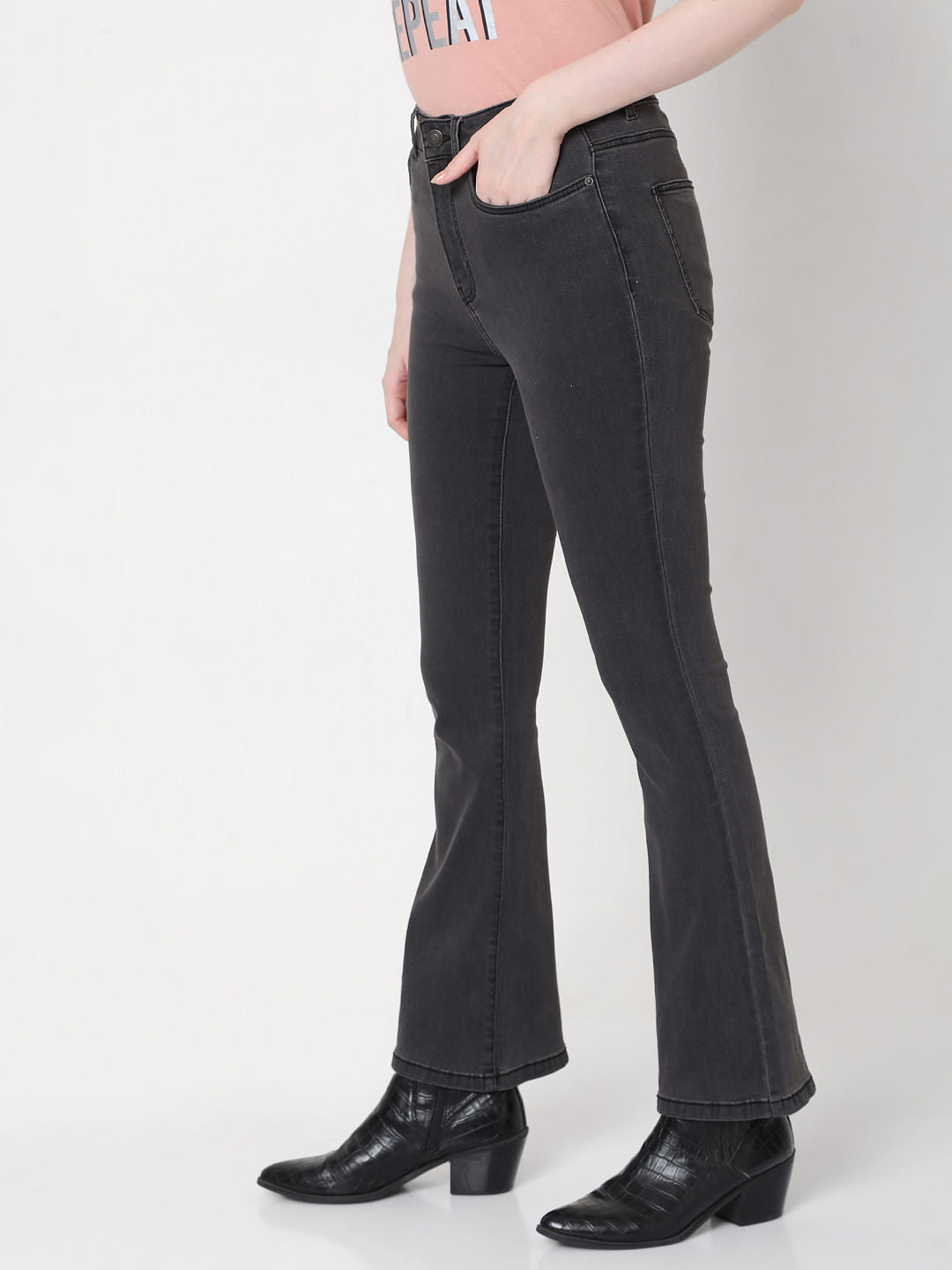 Black High Rise Bootcut Jeans