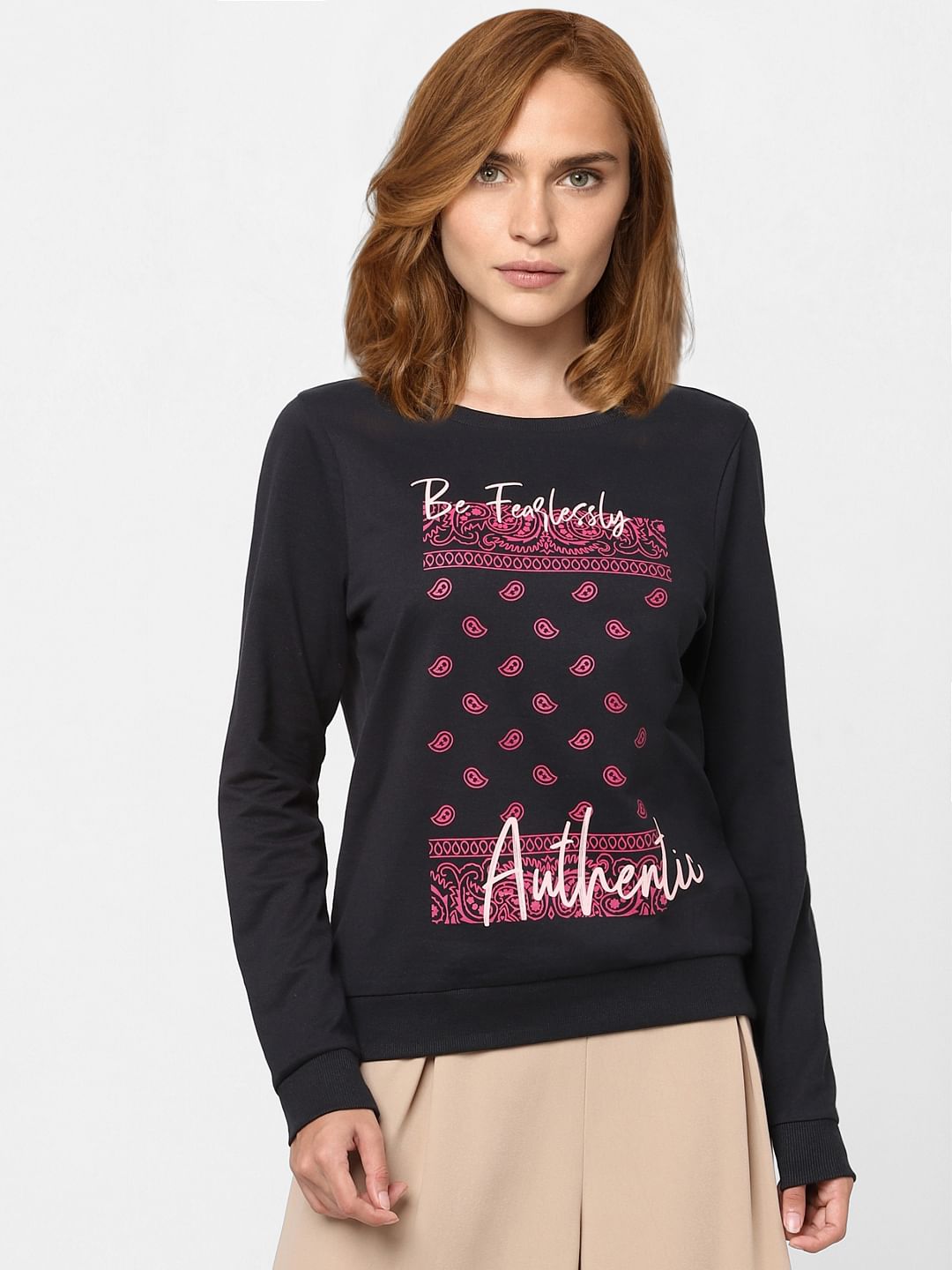 Black Graphic Print Sweatshirt