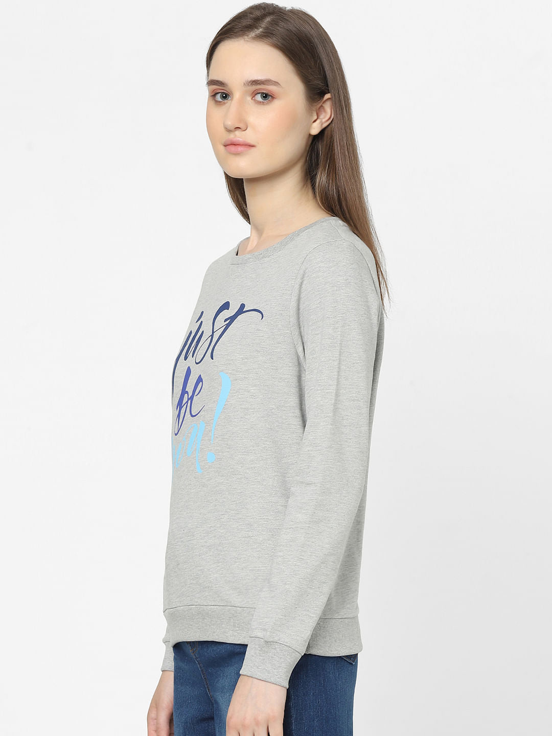 Grey Typographic Print Sweatshirt