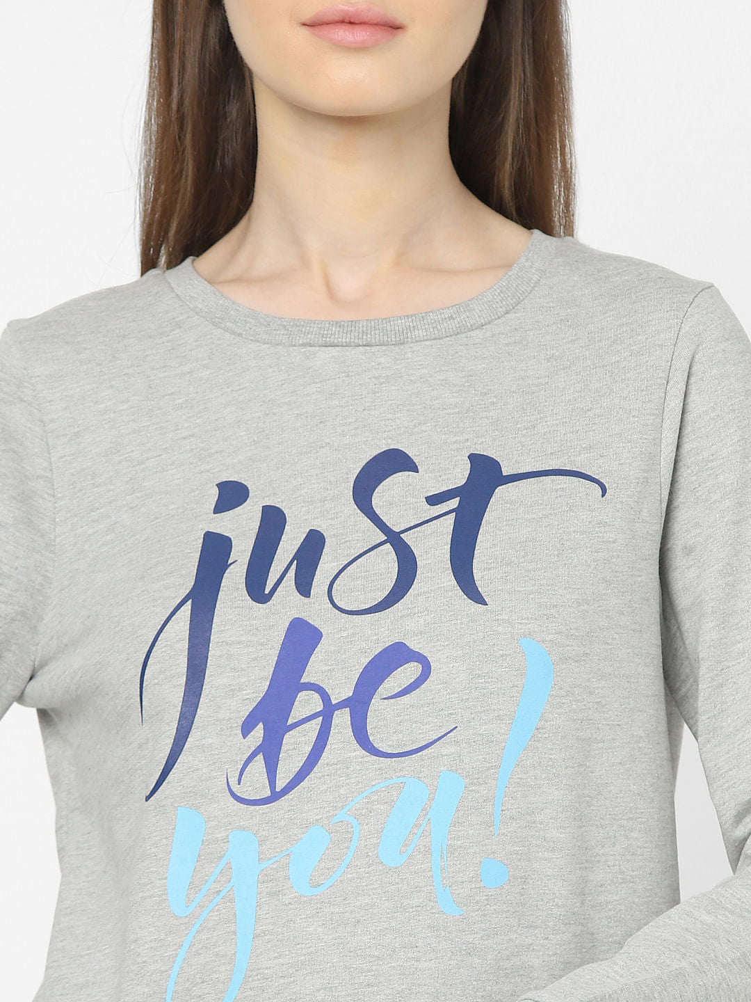 Grey Typographic Print Sweatshirt