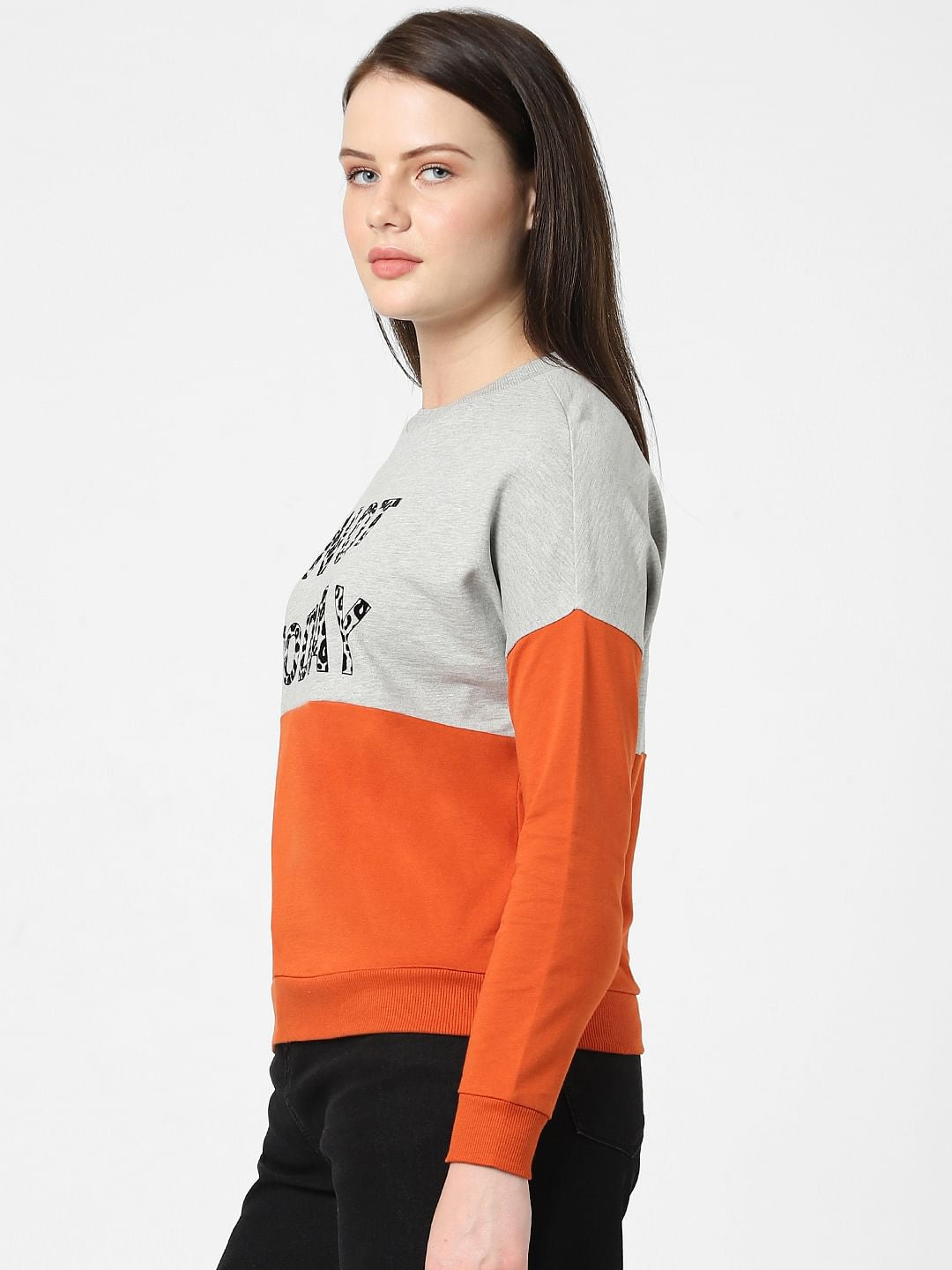 Orange Colourblocked Sweatshirt