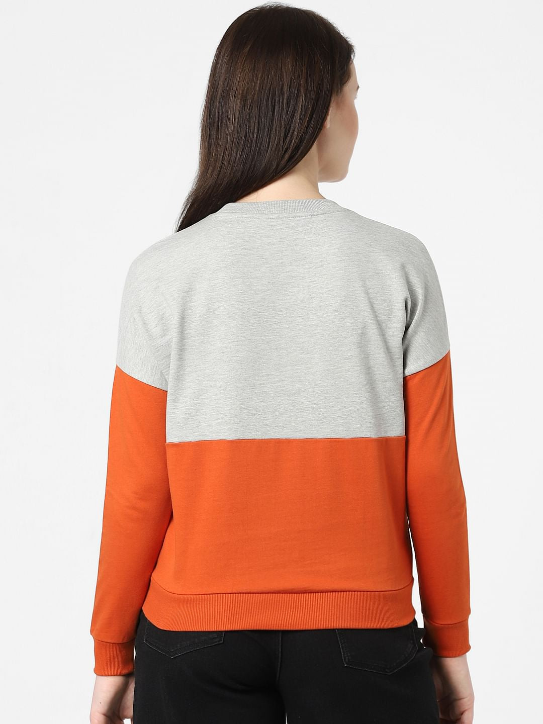 Orange Colourblocked Sweatshirt