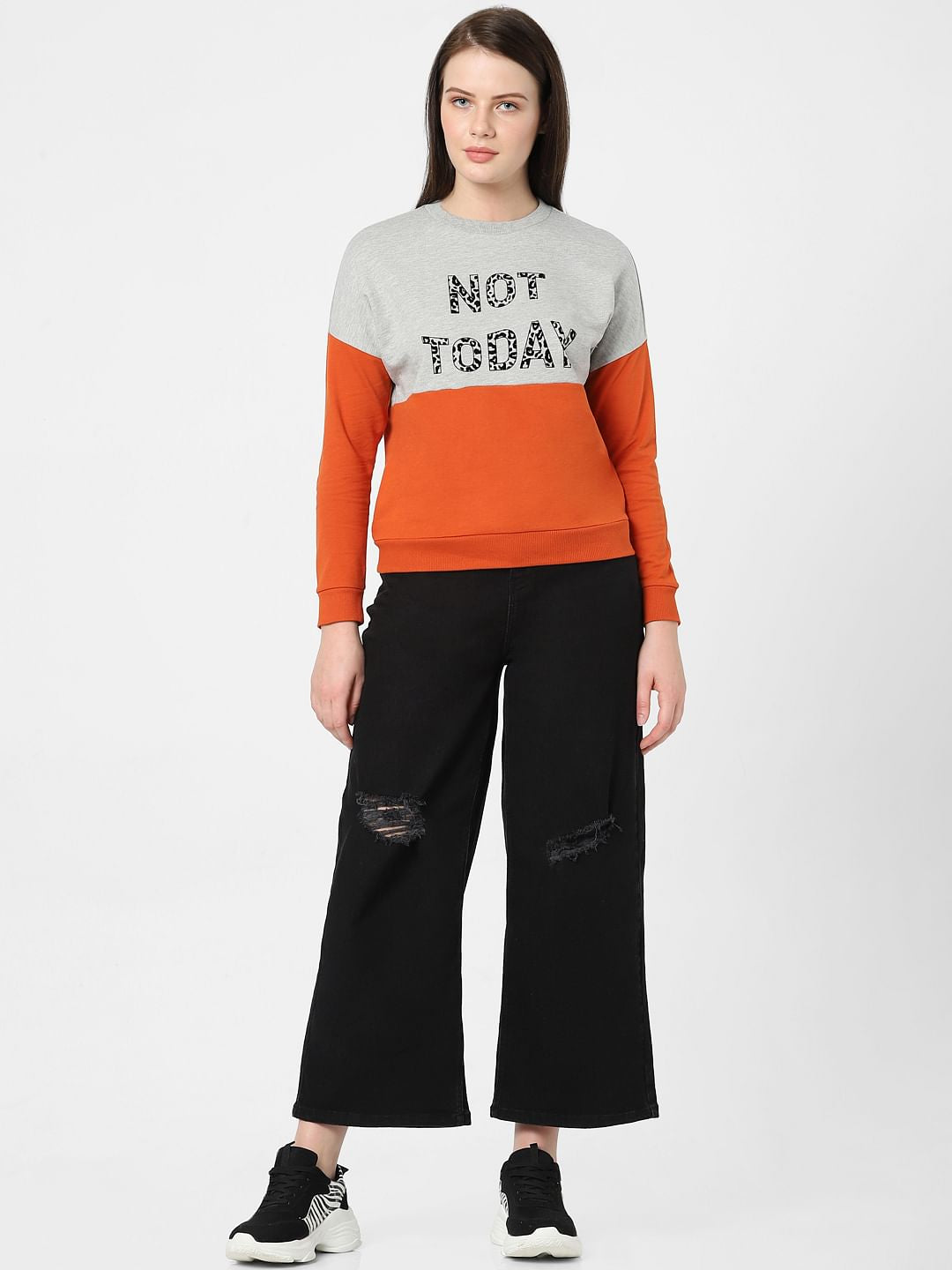 Orange Colourblocked Sweatshirt
