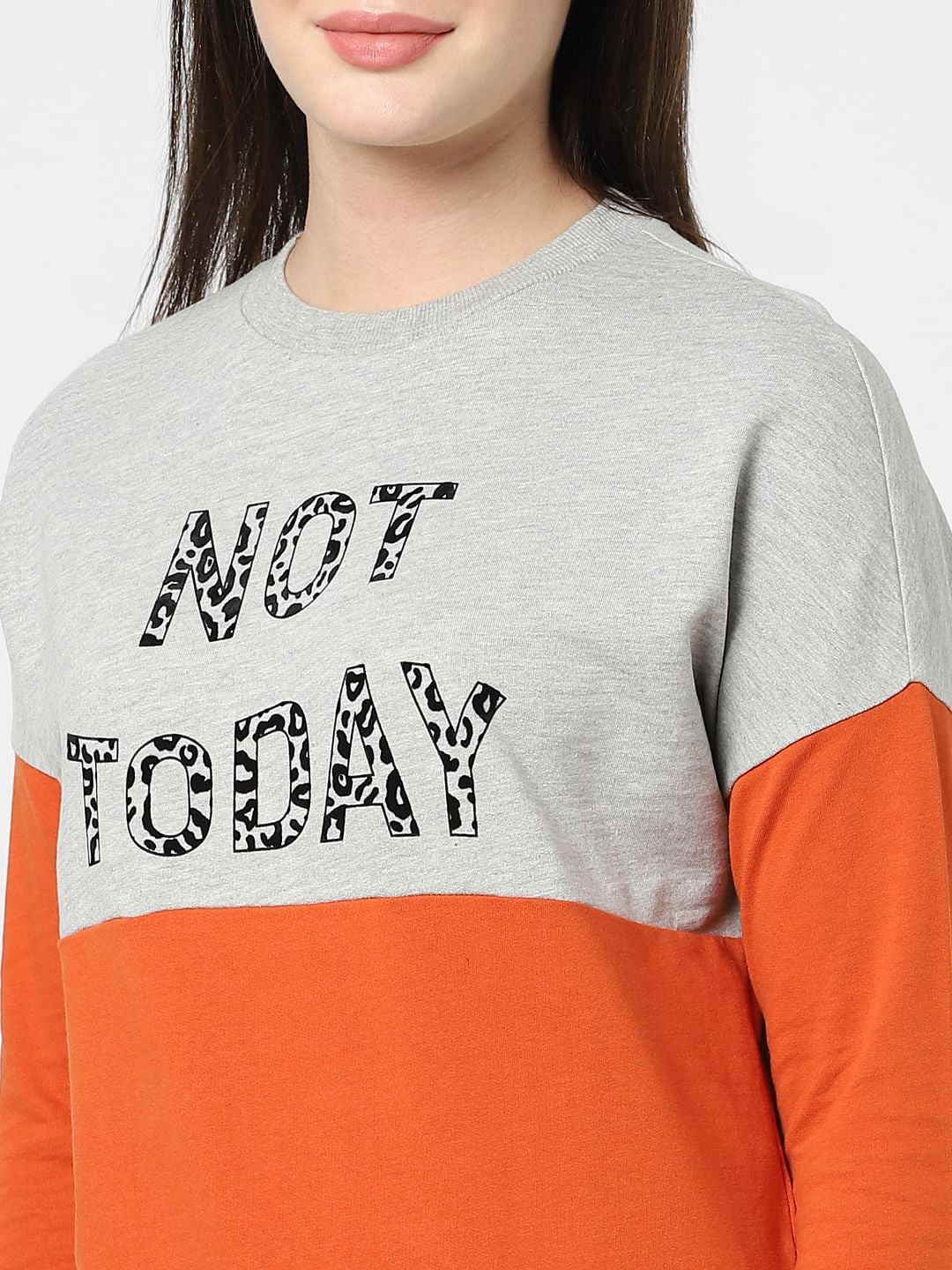 Orange Colourblocked Sweatshirt